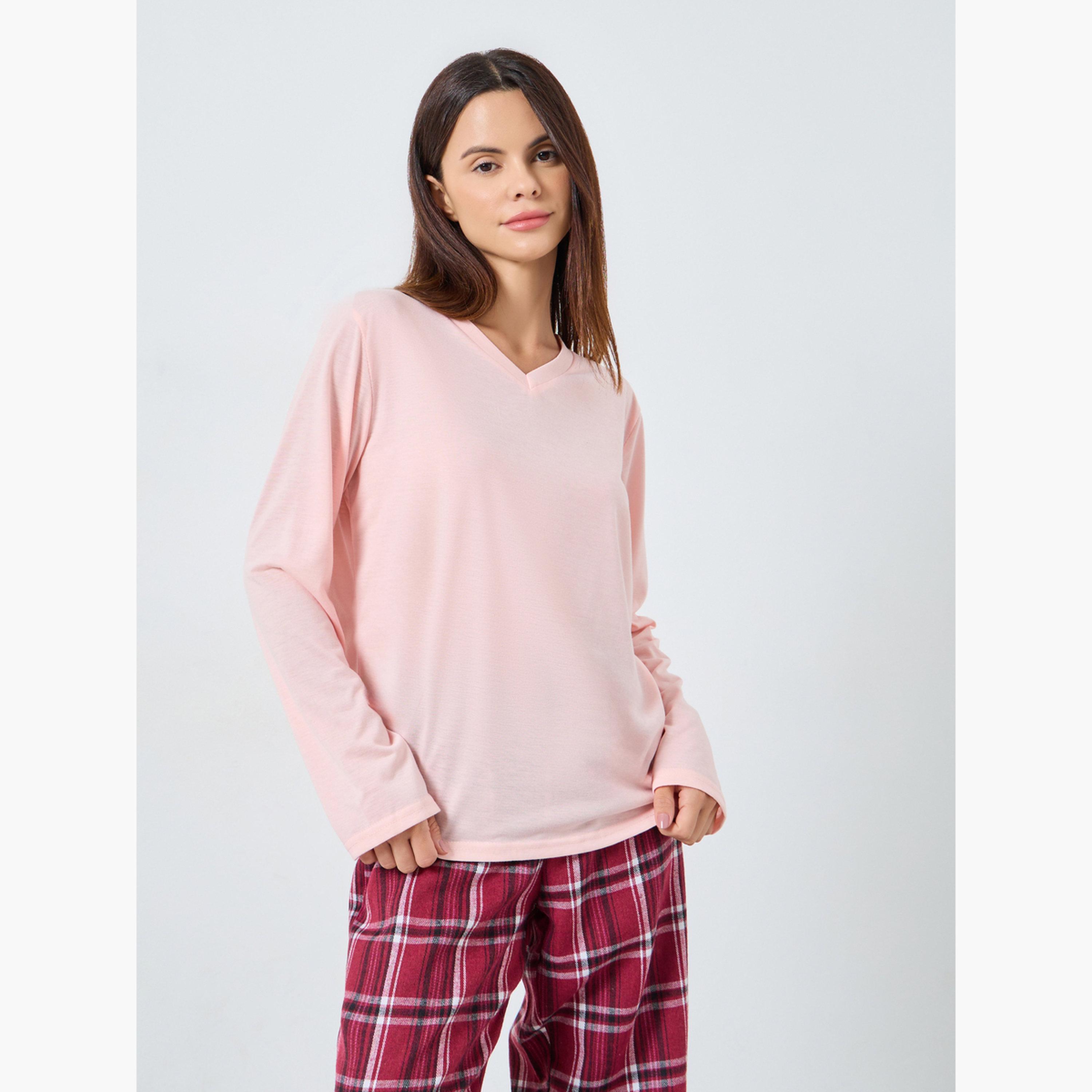 ستايلي - بيجاما تي شيرت بأكمام طويلة منقوشة-women-clothing-nightwear-pyjamas-longsets-image-2