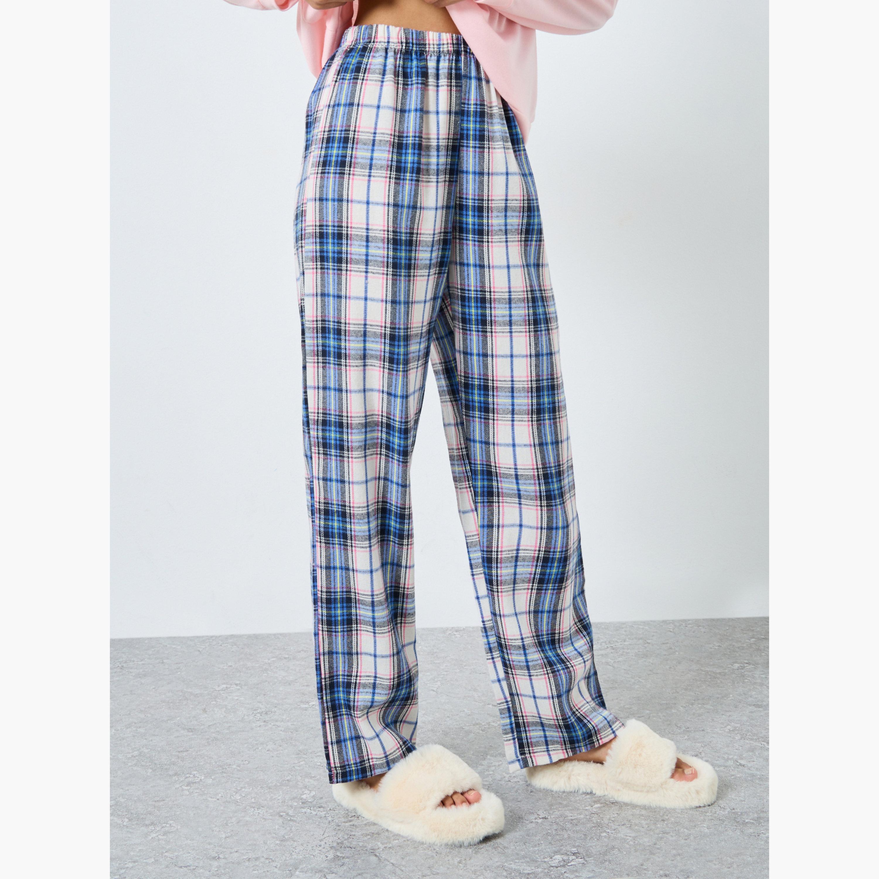ستايلي - بيجاما بنقشة مربعات وتي شيرت بشعار Cosy Mode-women-clothing-nightwear-pyjamas-longsets-image-4