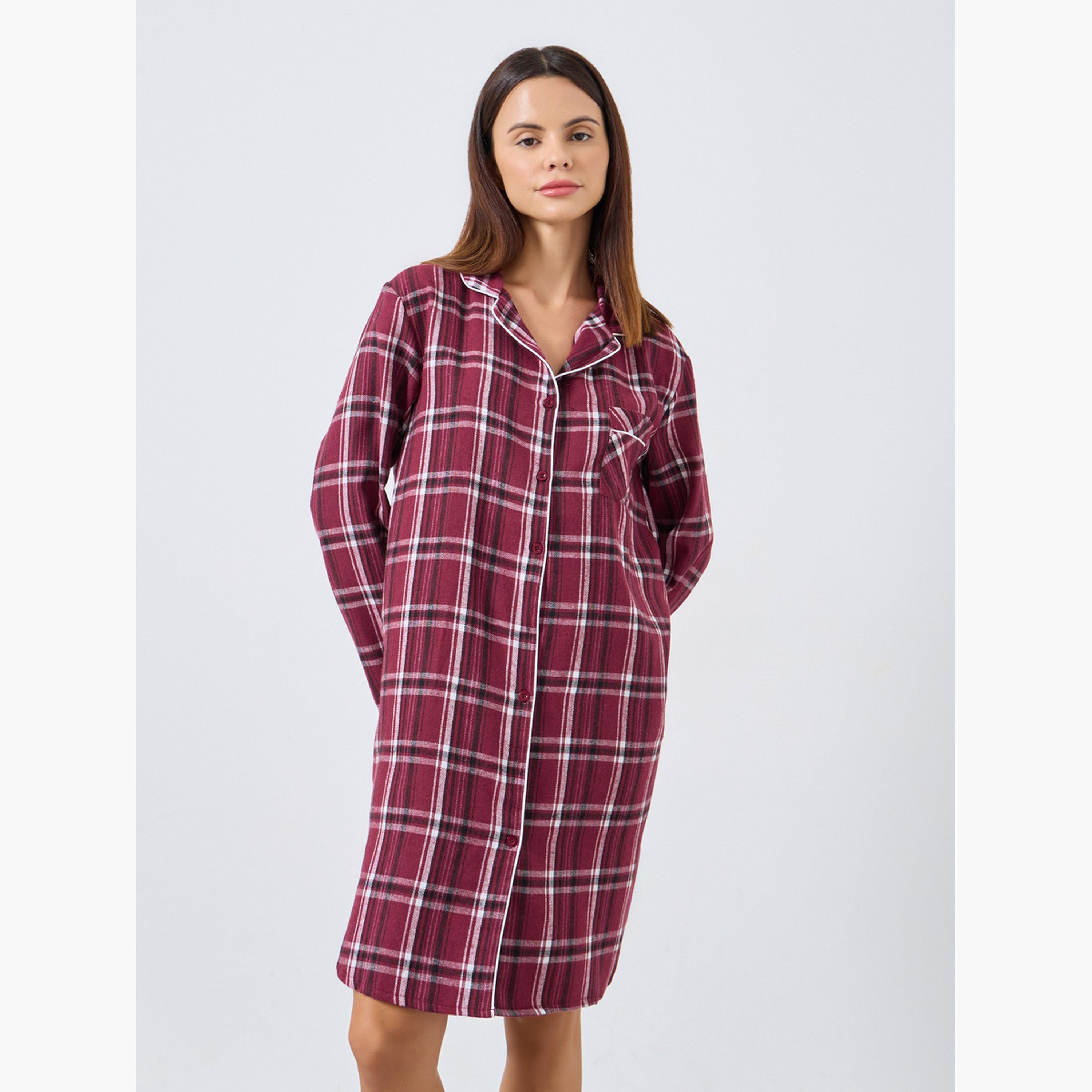 ستايلي - فستان نوم منقوش بأزرار للنساء-women-clothing-nightwear-nighties-image-2