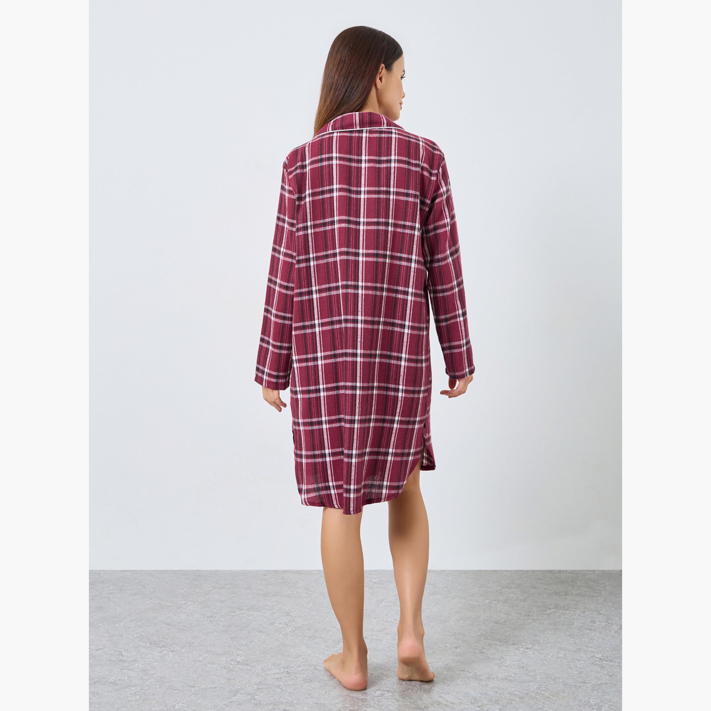 ستايلي - فستان نوم منقوش بأزرار للنساء-women-clothing-nightwear-nighties-image-3