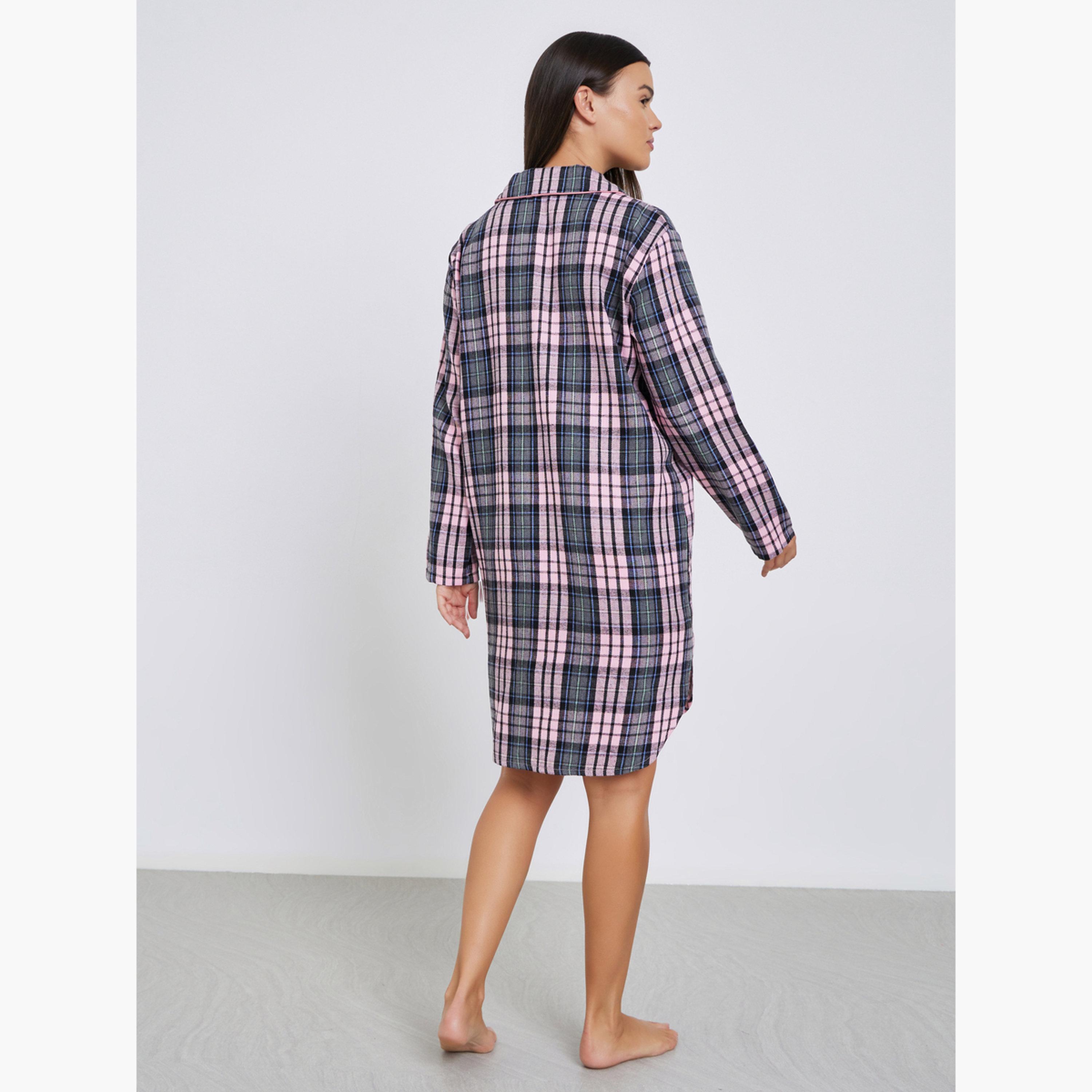 ستايلي - قميص نوم منقوش بأزرار أمامية للنساء-women-clothing-nightwear-nighties-image-4