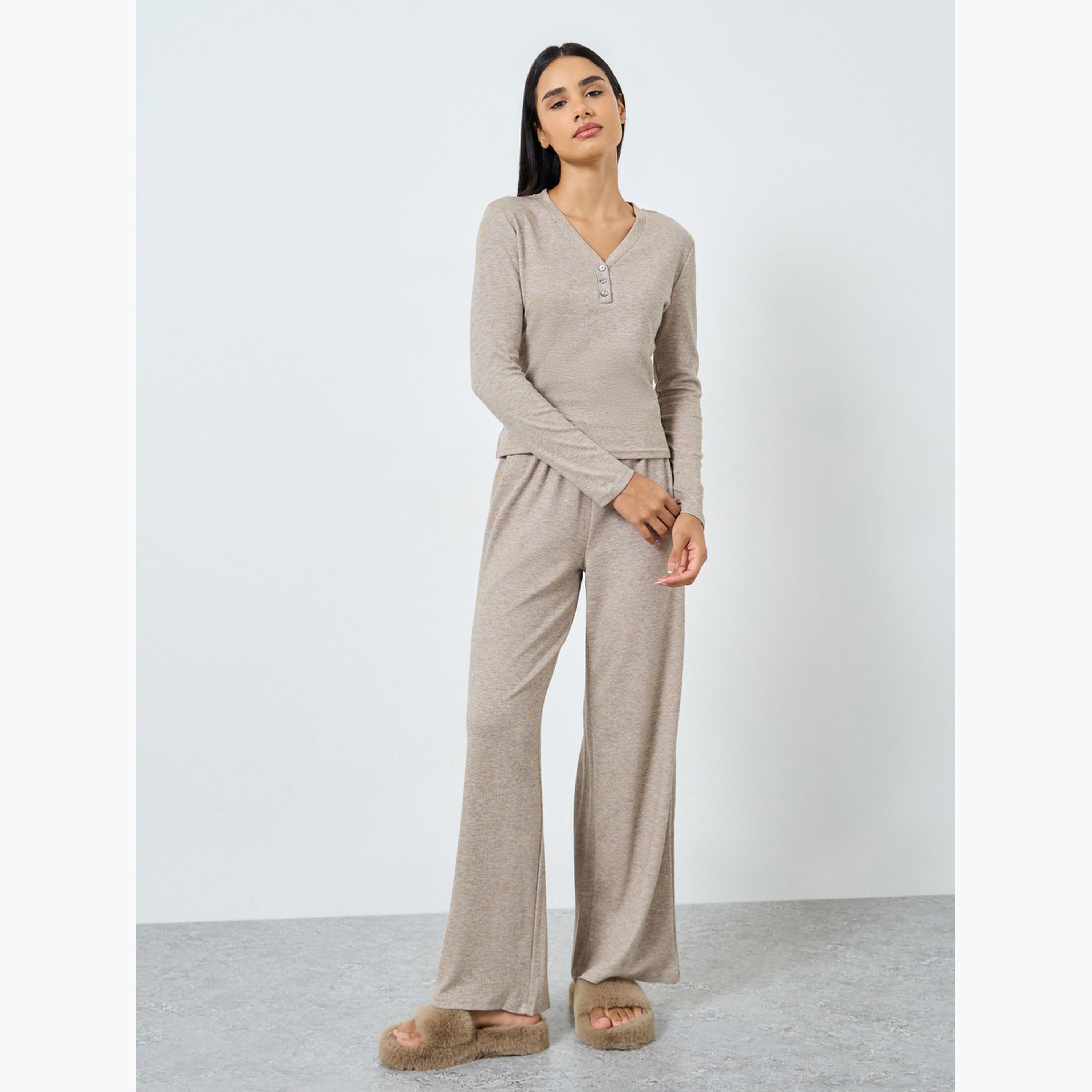 ستايلي - بيجاما توب وقميص ريب بلاكيت فائق النعومة-women-clothing-nightwear-pyjamas-longsets-image-2
