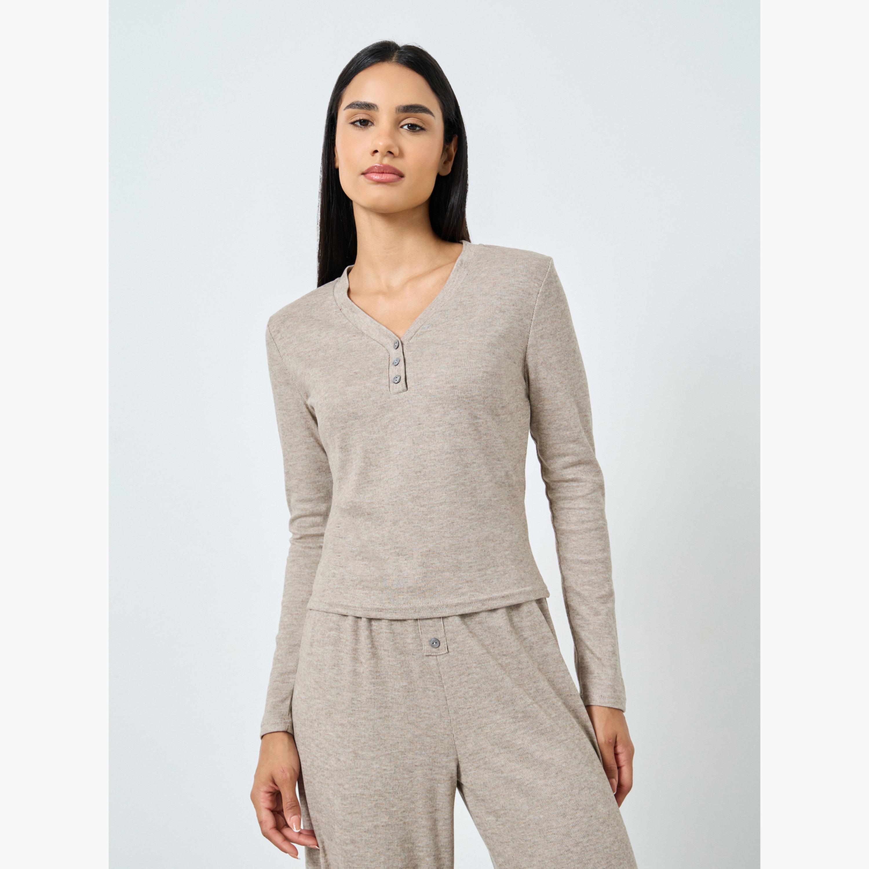 ستايلي - بيجاما توب وقميص ريب بلاكيت فائق النعومة-women-clothing-nightwear-pyjamas-longsets-image-3