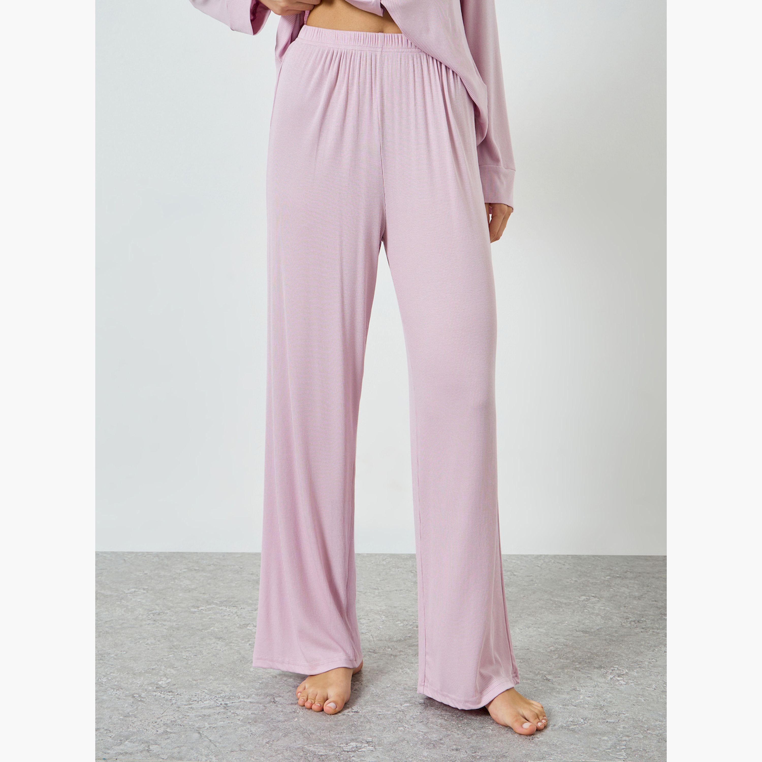 مجموعة من بيجاما وقميص بأزرار وياقة مفتوحة من فيسكوز ناعم-women-clothing-nightwear-pyjamas-longsets-image-4