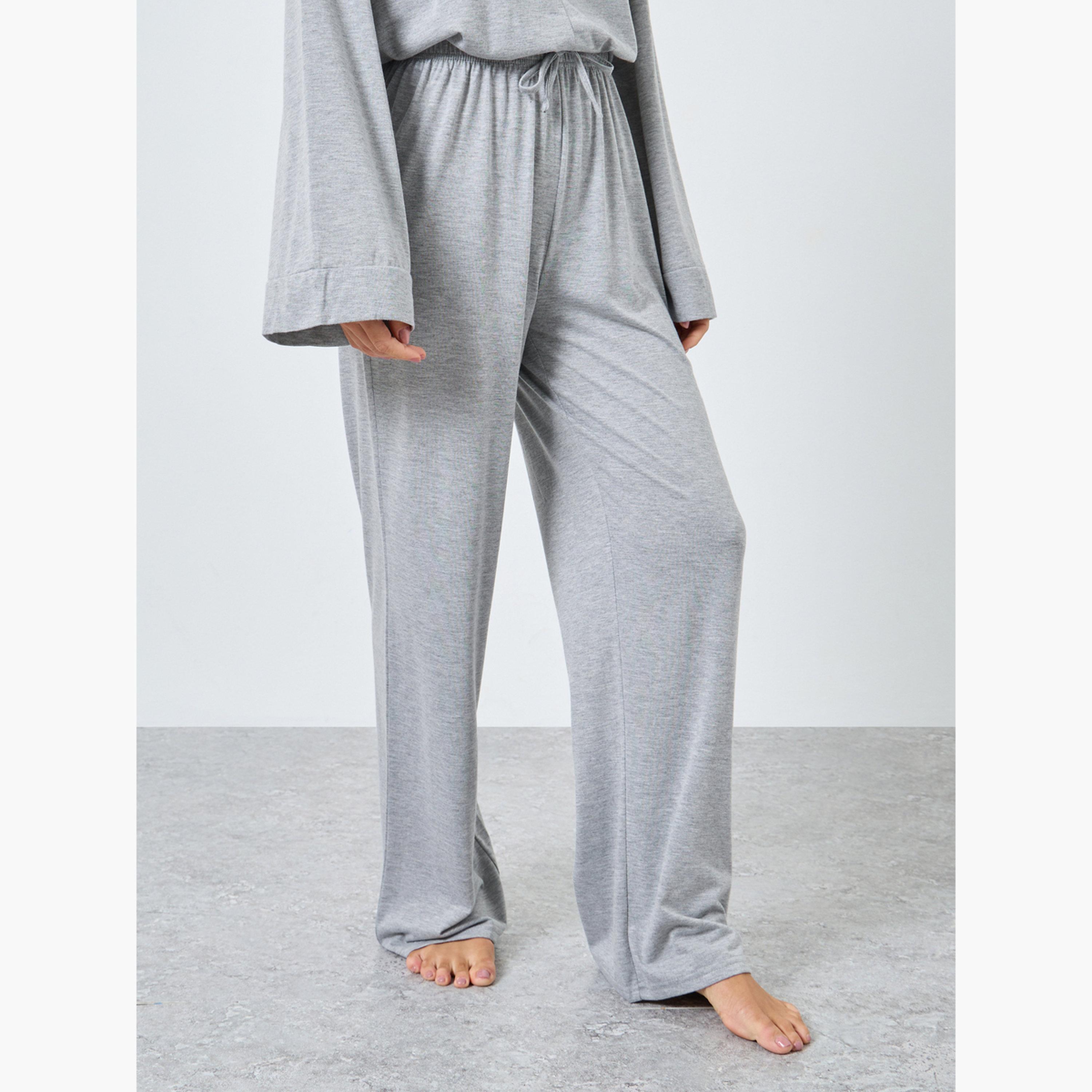 Styli Solid Boxy T-Shirt and Wide Pyjama Set-women-clothing-nightwear-pyjamas-longsets-image-4