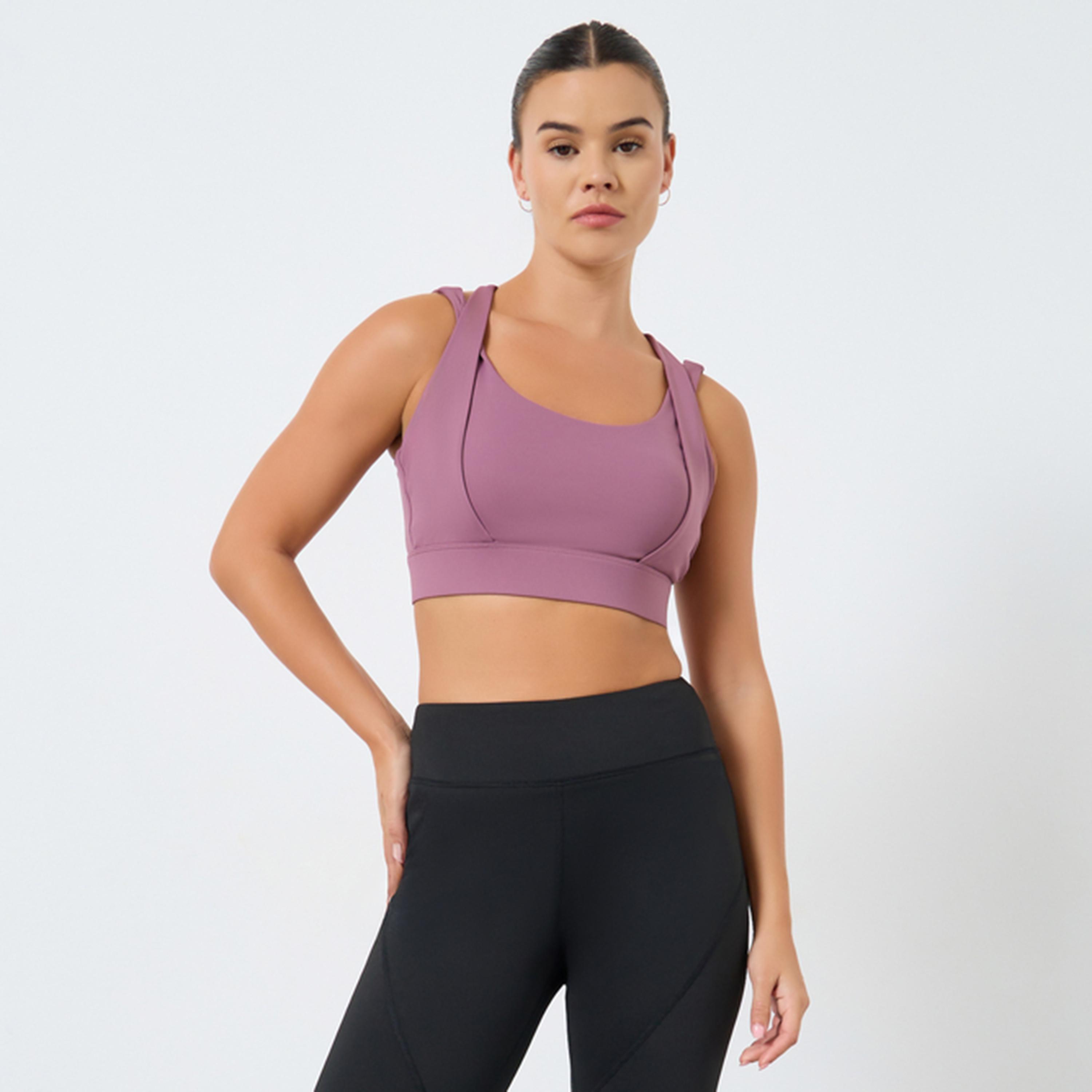 Styli Multi Strap Overlay Hook and Eye Sports Bra-women-clothing-lingerie-bras-image-1
