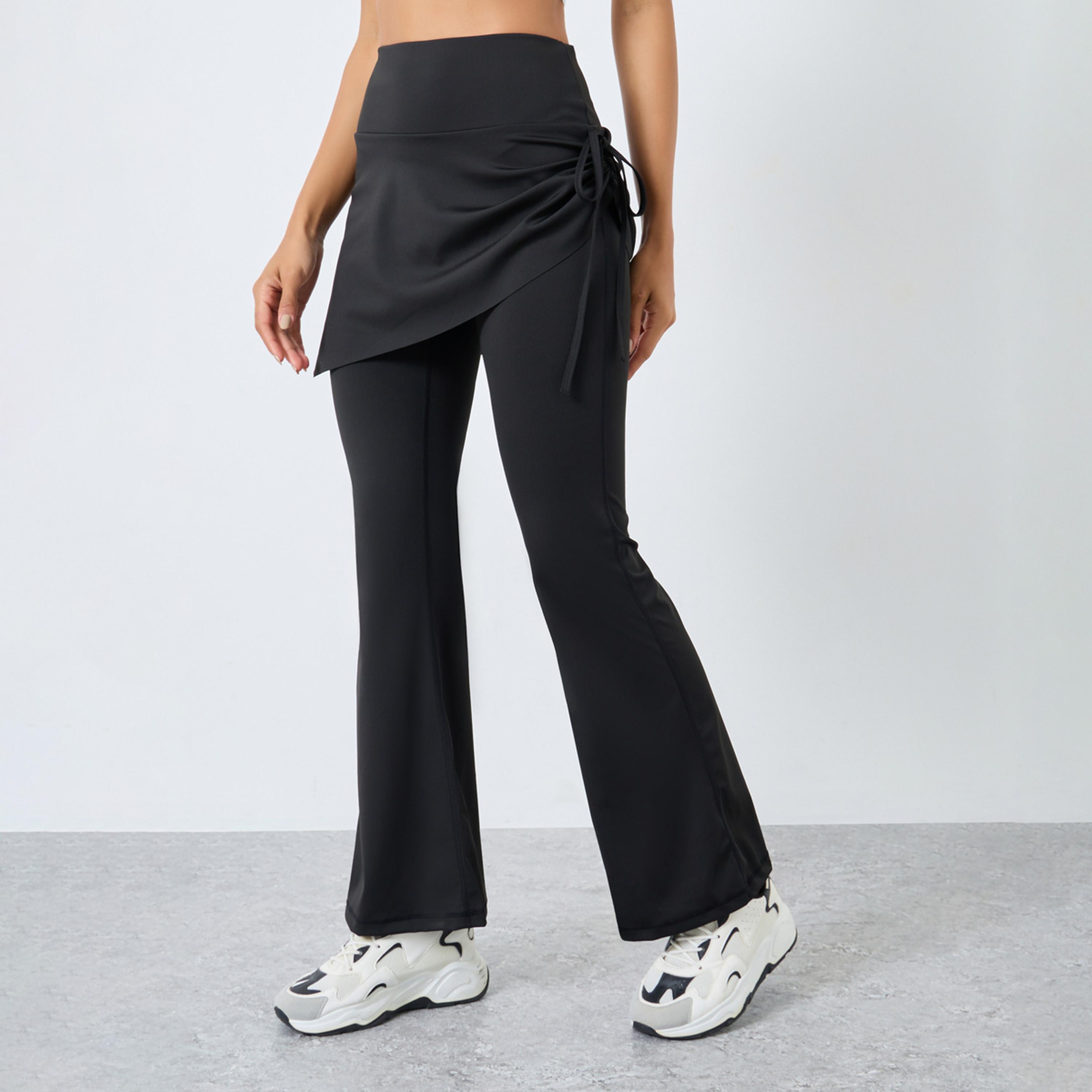 Styli 2in1 Side Ruched Skirt Overlay Flared Pants-women-clothing-sportswearandactivewear-bottoms-image-1