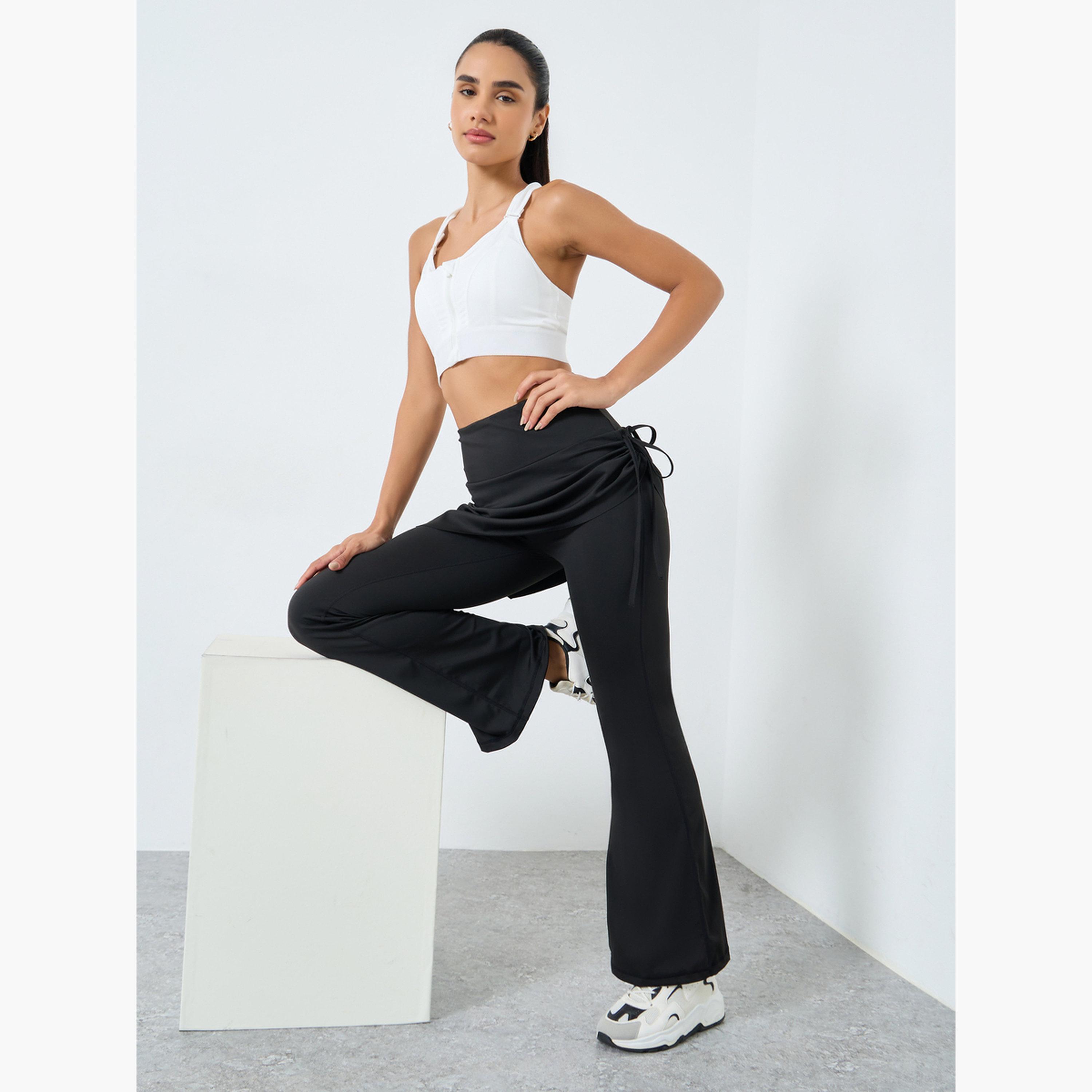 Styli 2in1 Side Ruched Skirt Overlay Flared Pants-women-clothing-sportswearandactivewear-bottoms-image-2