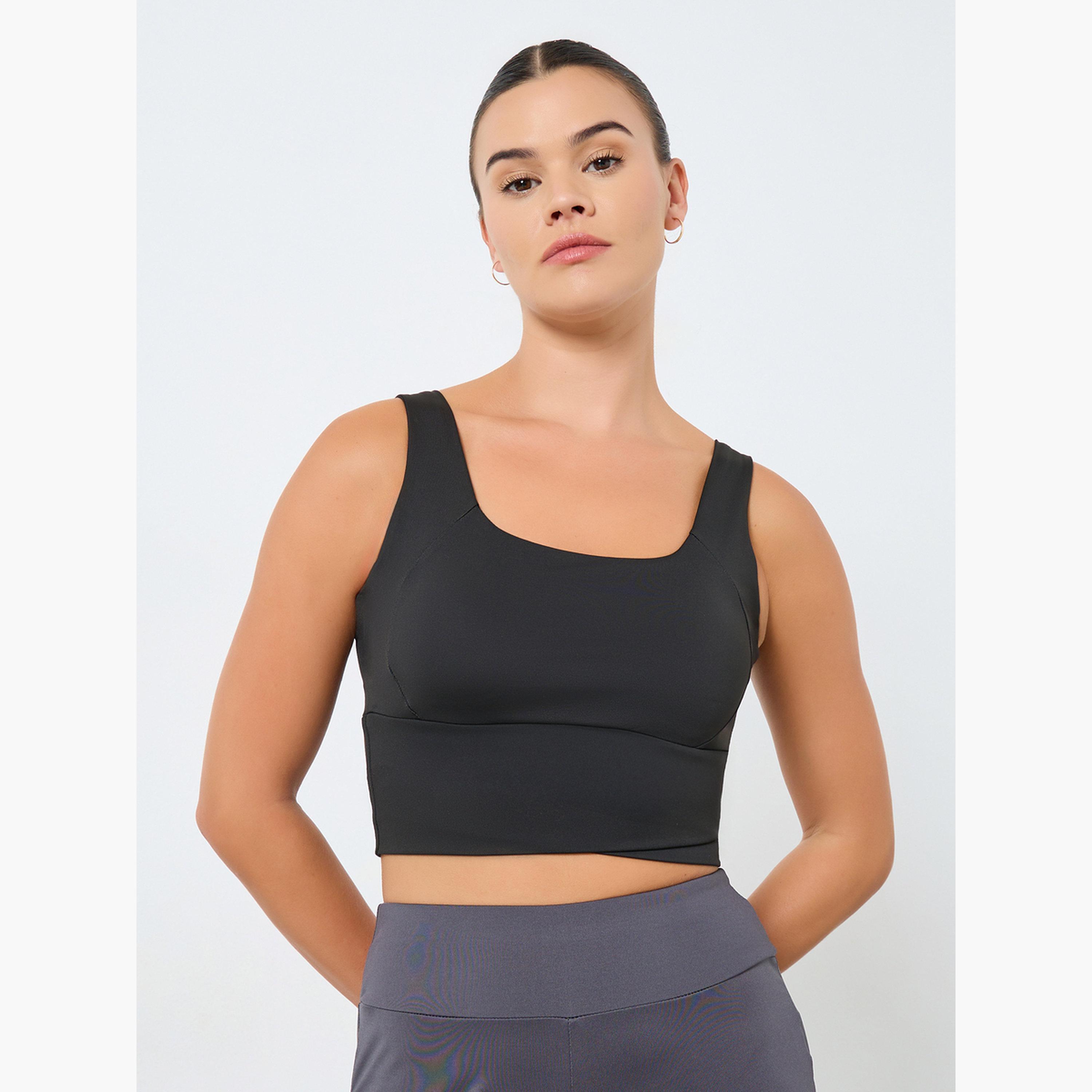حمالة صدر رياضية بقصة غير متماثلة وحزام عريض-women-clothing-lingerie-bras-image-1