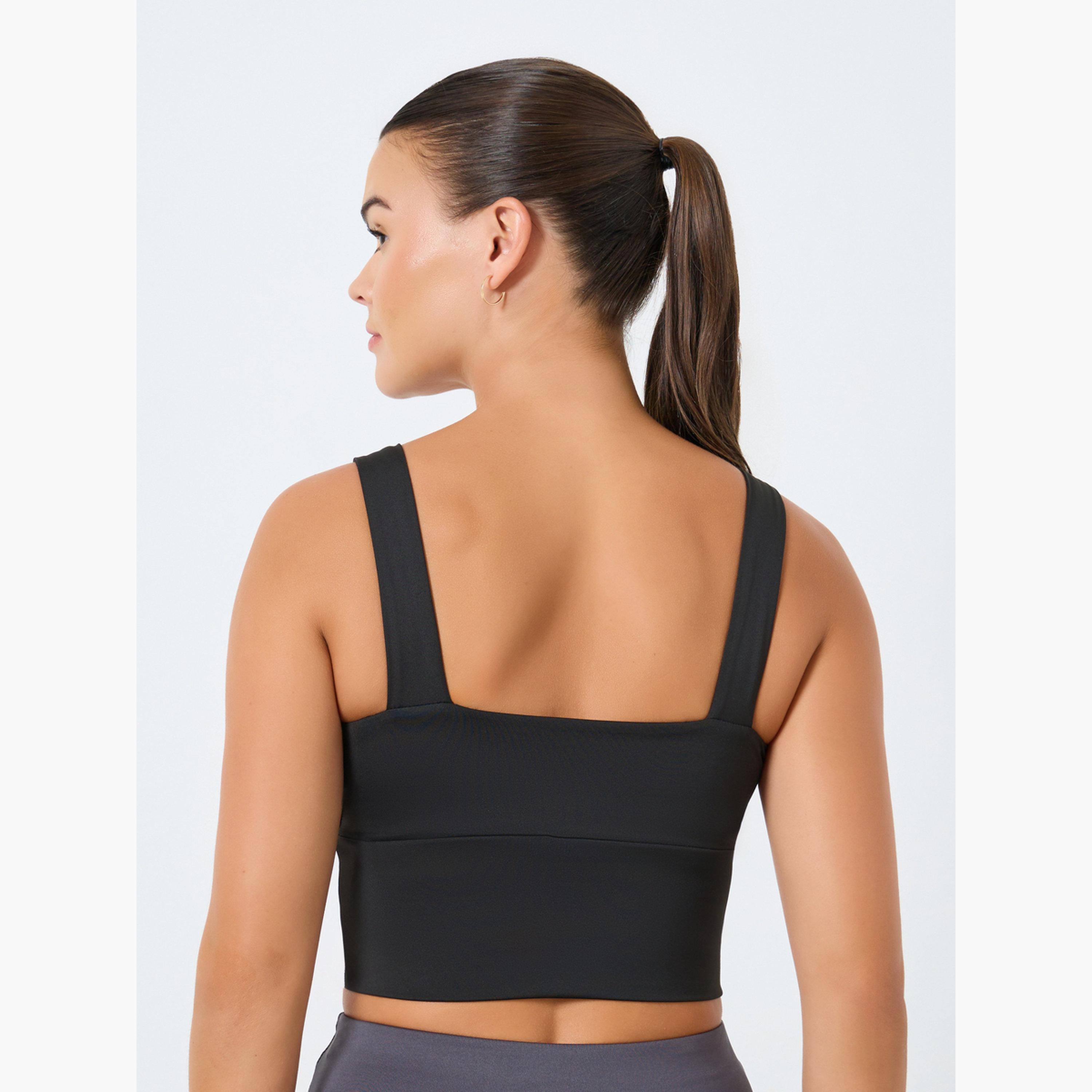 حمالة صدر رياضية بقصة غير متماثلة وحزام عريض-women-clothing-lingerie-bras-image-4
