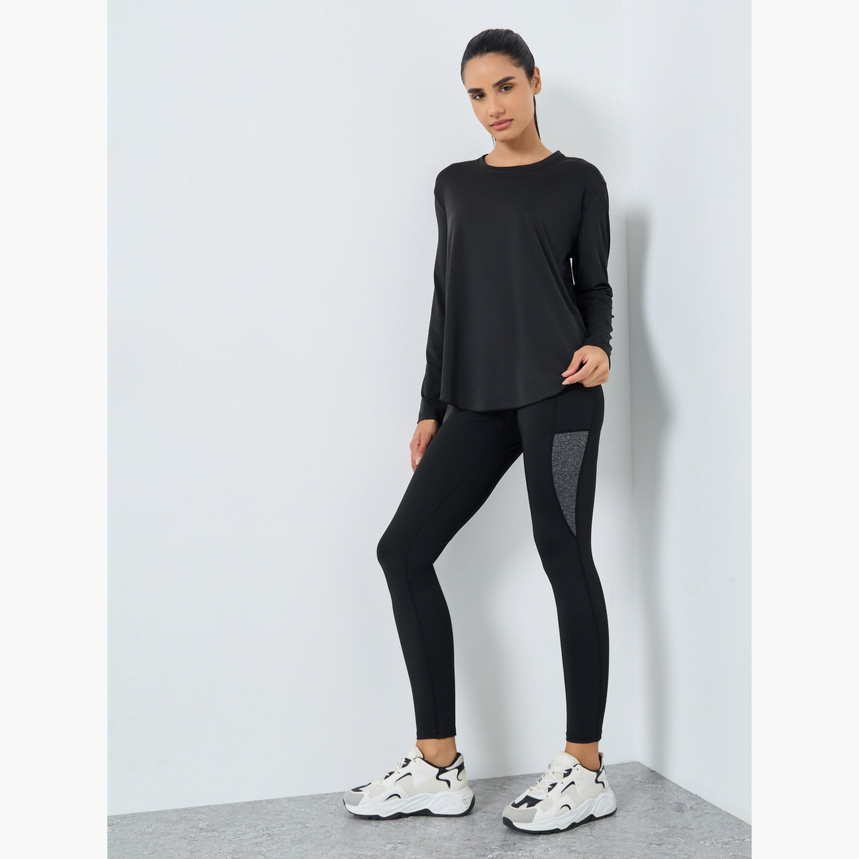 Styli Back Overlay Panel Curved Hem Top-women-clothing-sportswearandactivewear-tshirtsandvests-image-2