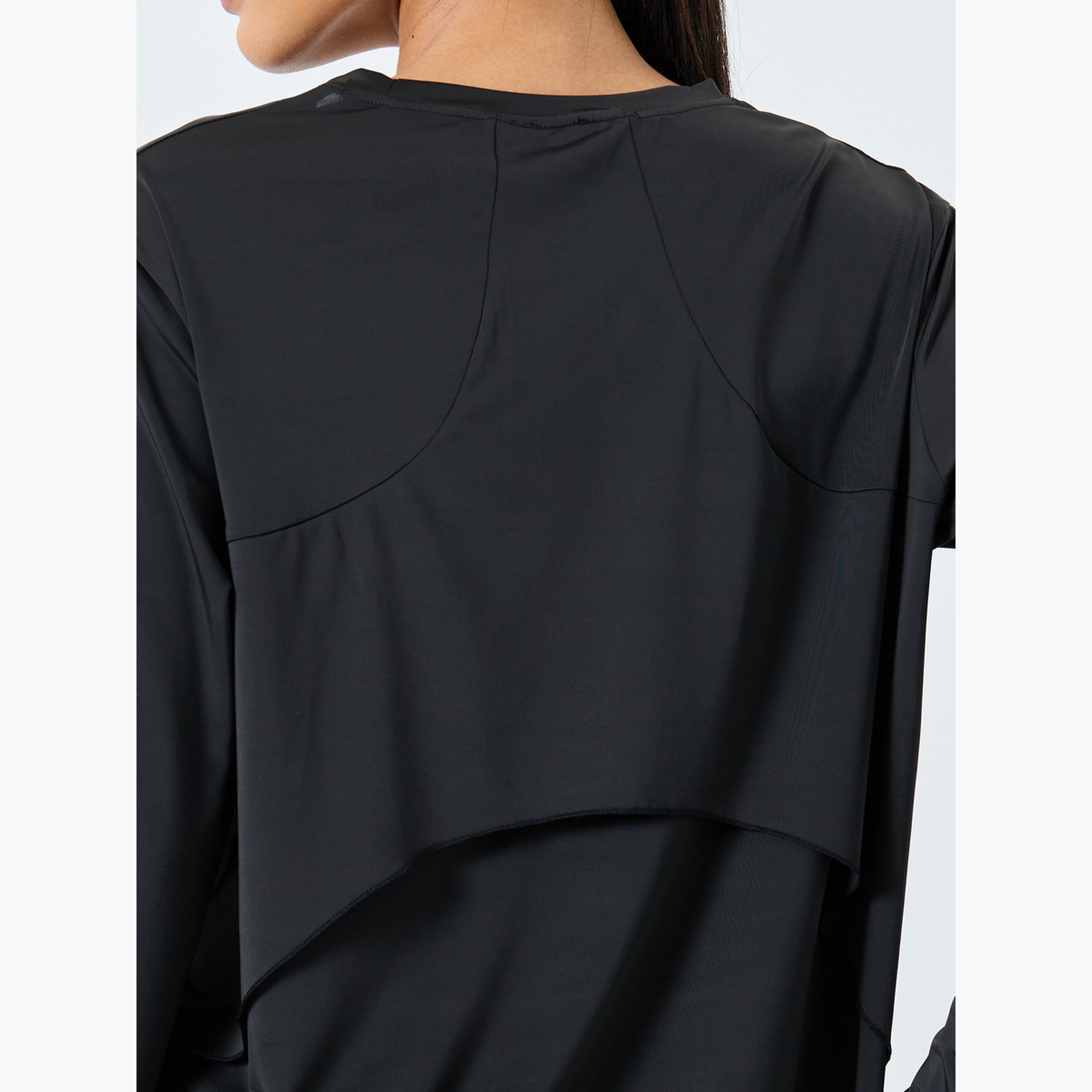 Styli Back Overlay Panel Curved Hem Top-women-clothing-sportswearandactivewear-tshirtsandvests-image-3