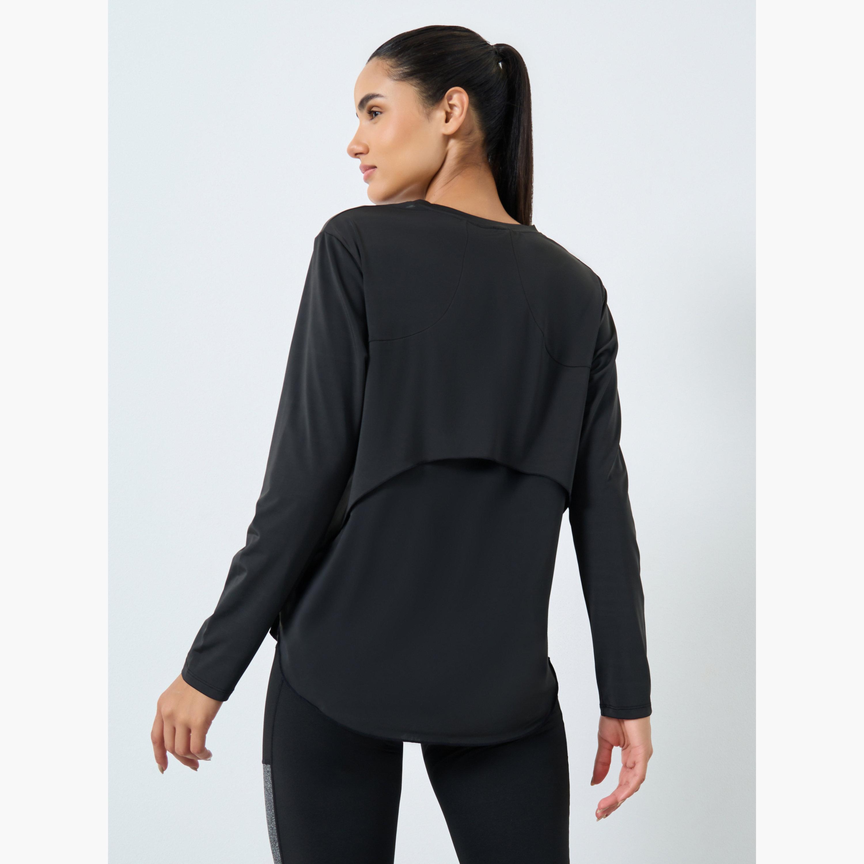 Styli Back Overlay Panel Curved Hem Top-women-clothing-sportswearandactivewear-tshirtsandvests-image-4