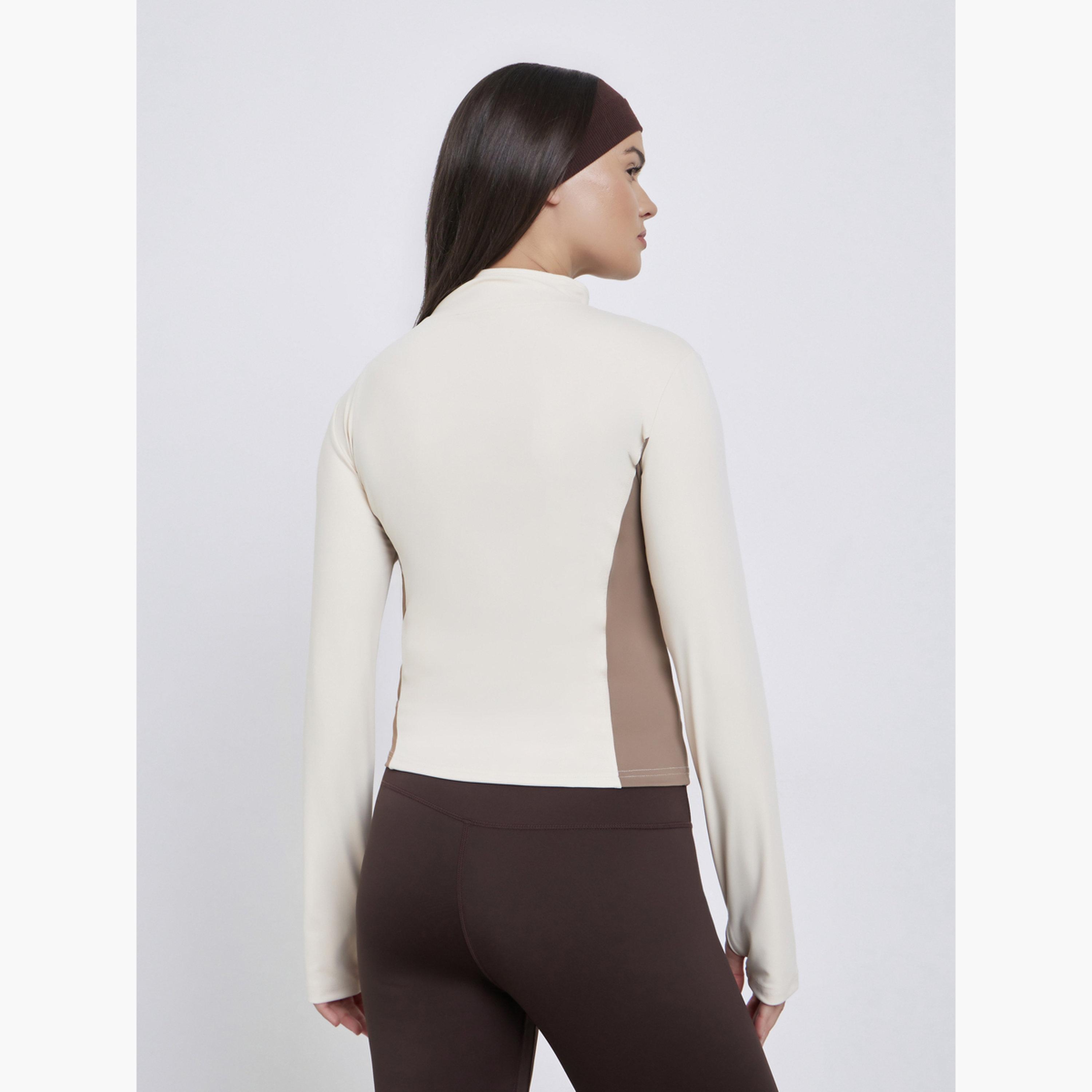ستايلي - جاكيت بسحاب بألوان متدرجة مع فتحة للإبهام-women-clothing-sportswearandactivewear-coatsandjackets-jackets-image-3