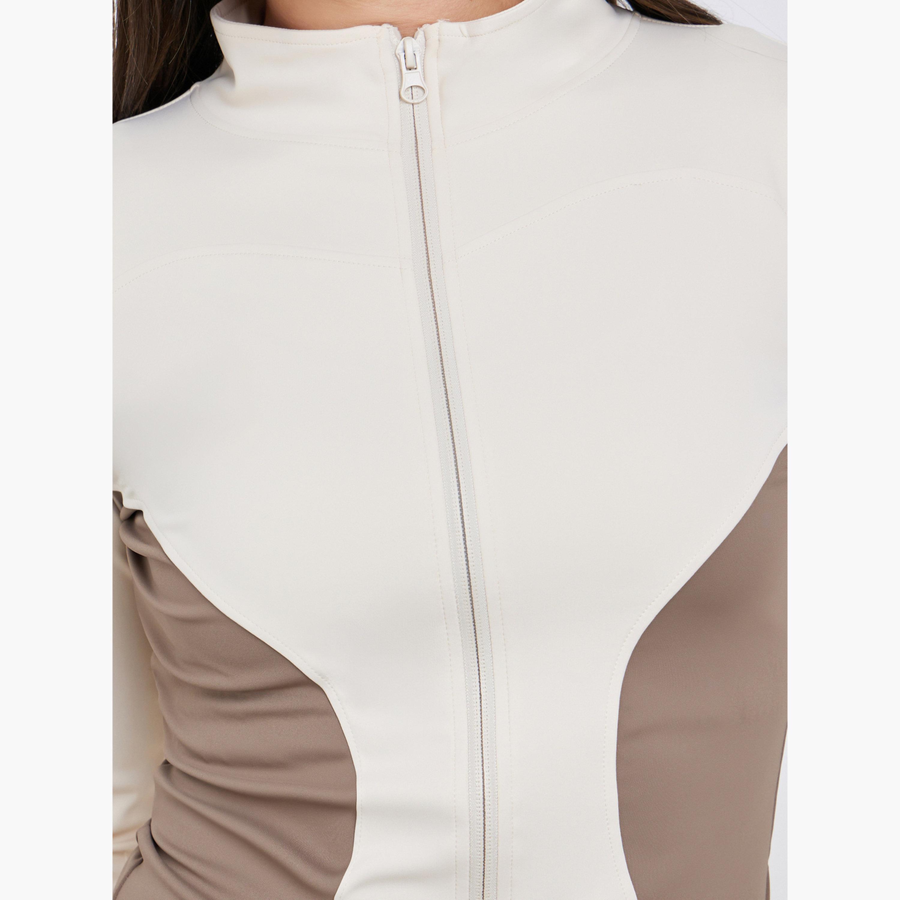 ستايلي - جاكيت بسحاب بألوان متدرجة مع فتحة للإبهام-women-clothing-sportswearandactivewear-coatsandjackets-jackets-image-4