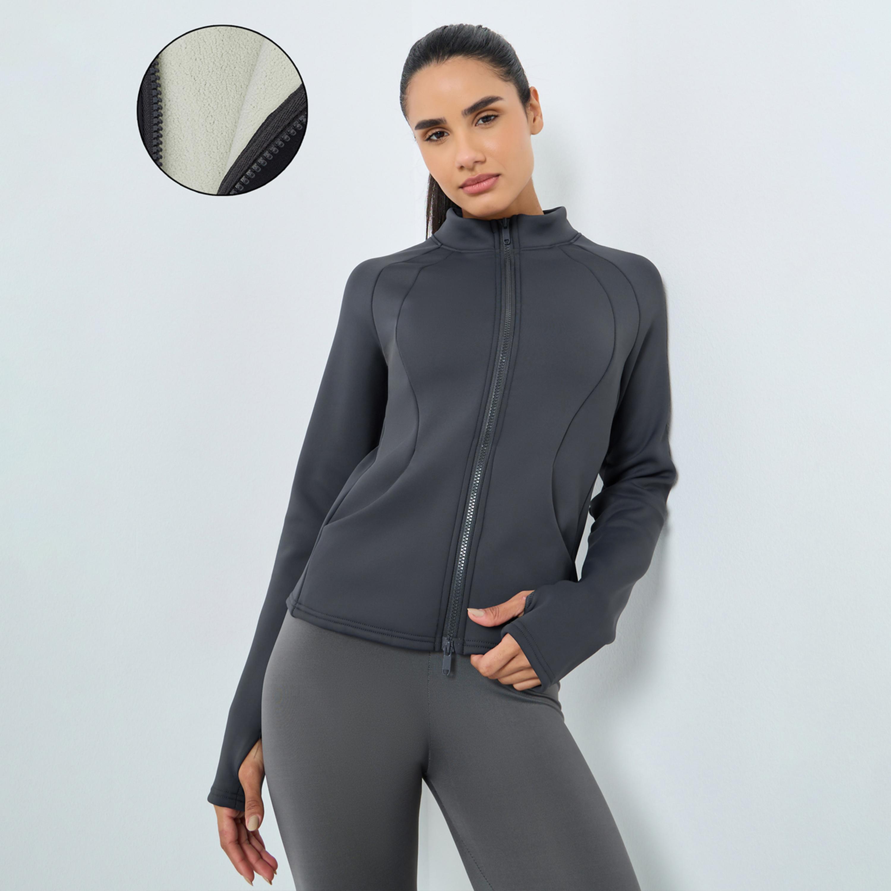 ستايلي - سترة صوف فليس بسحاب مزدوج-women-clothing-sportswearandactivewear-coatsandjackets-jackets-image-1