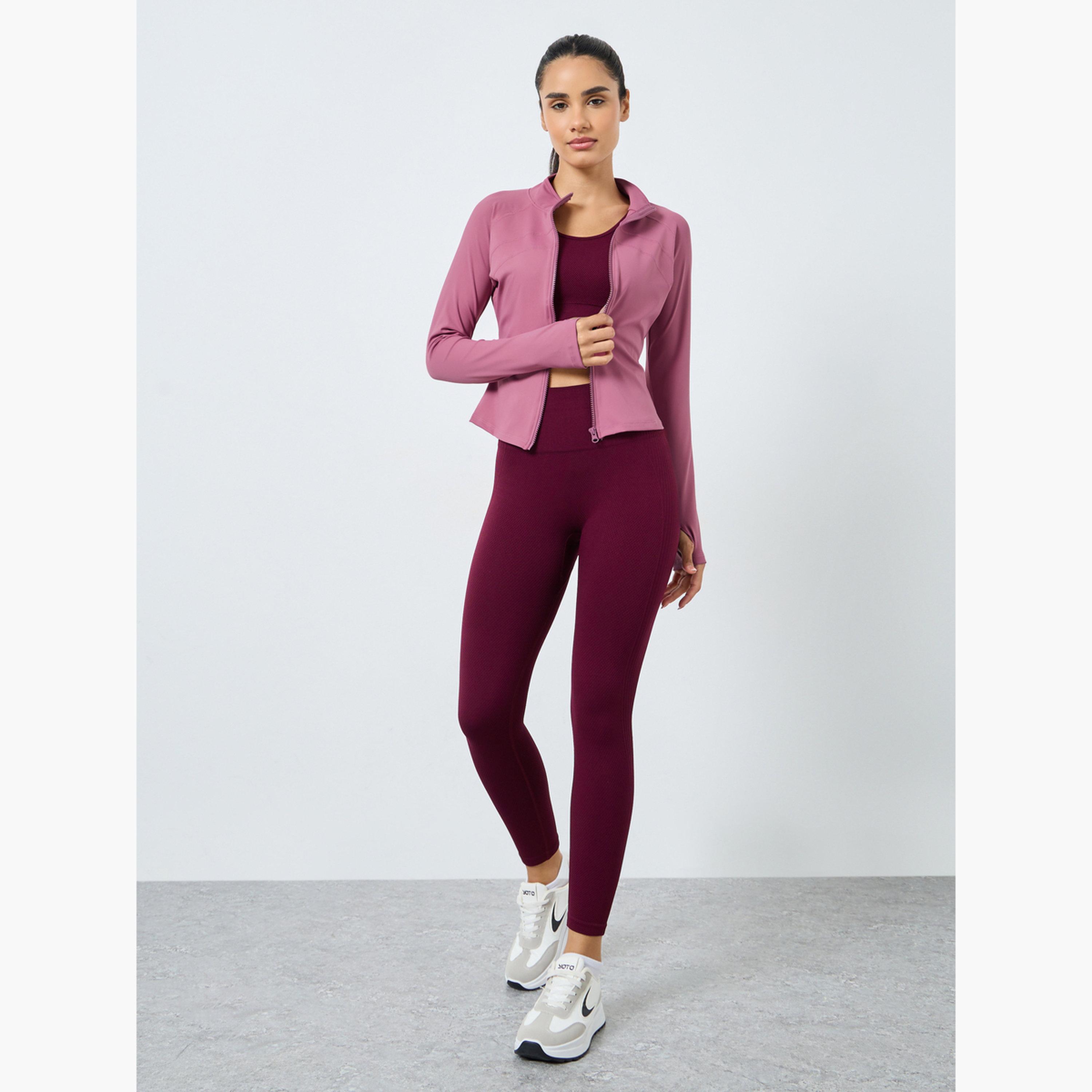 ستايلي - سترة بسحاب وتفاصيل فتحة الإبهام متعددة الغرز-women-clothing-sportswearandactivewear-coatsandjackets-jackets-image-2