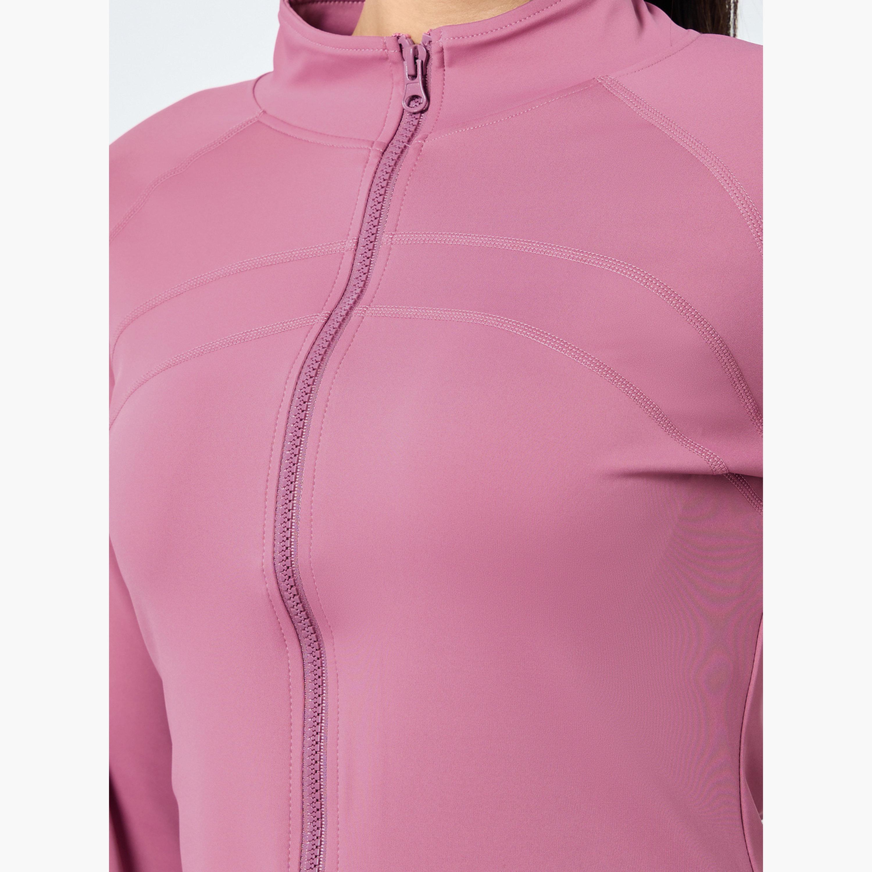 ستايلي - سترة بسحاب وتفاصيل فتحة الإبهام متعددة الغرز-women-clothing-sportswearandactivewear-coatsandjackets-jackets-image-4