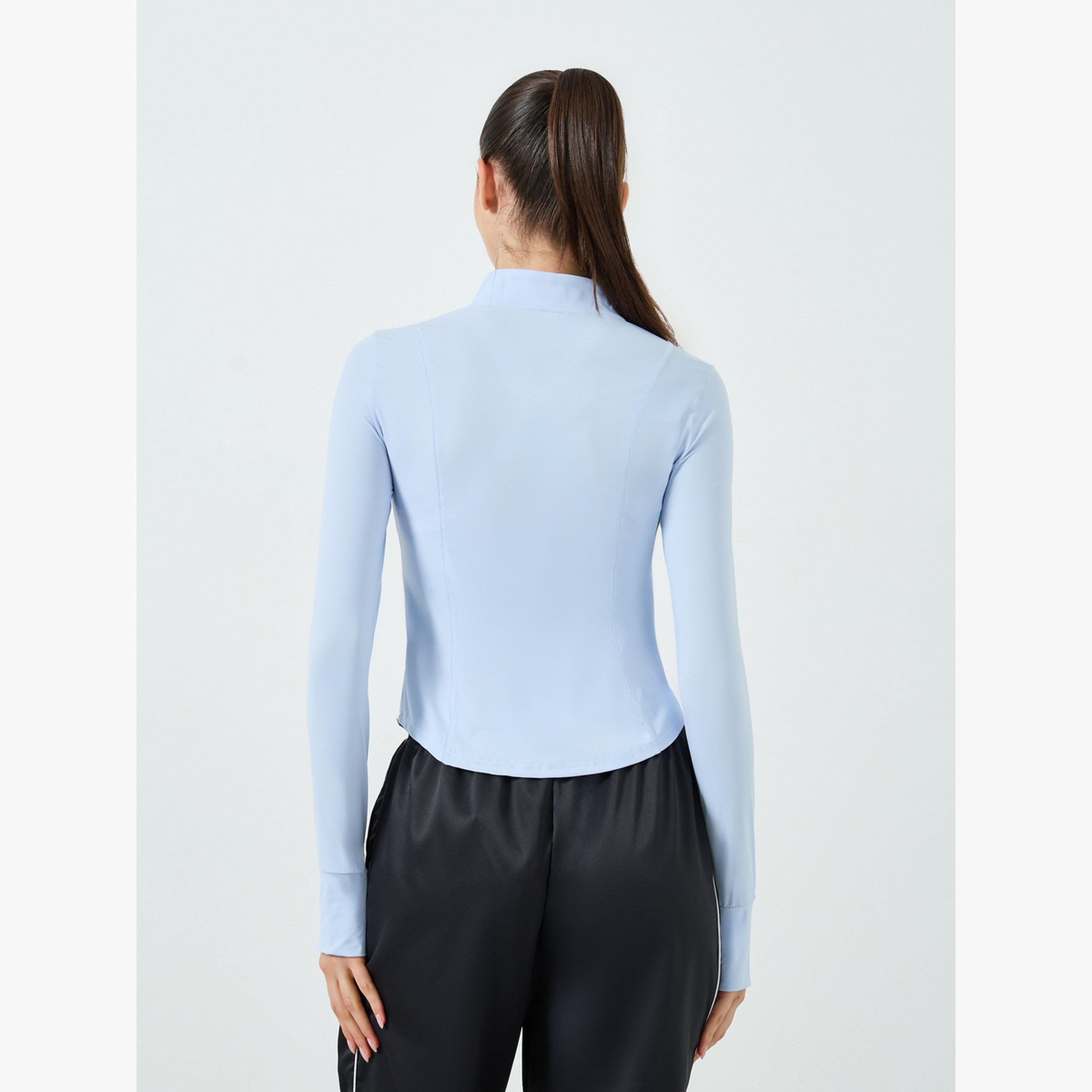 Styli Blue Lightweight Thumbhole Detail Full Zip Up Jacket-women-clothing-sportswearandactivewear-coatsandjackets-jackets-image-4