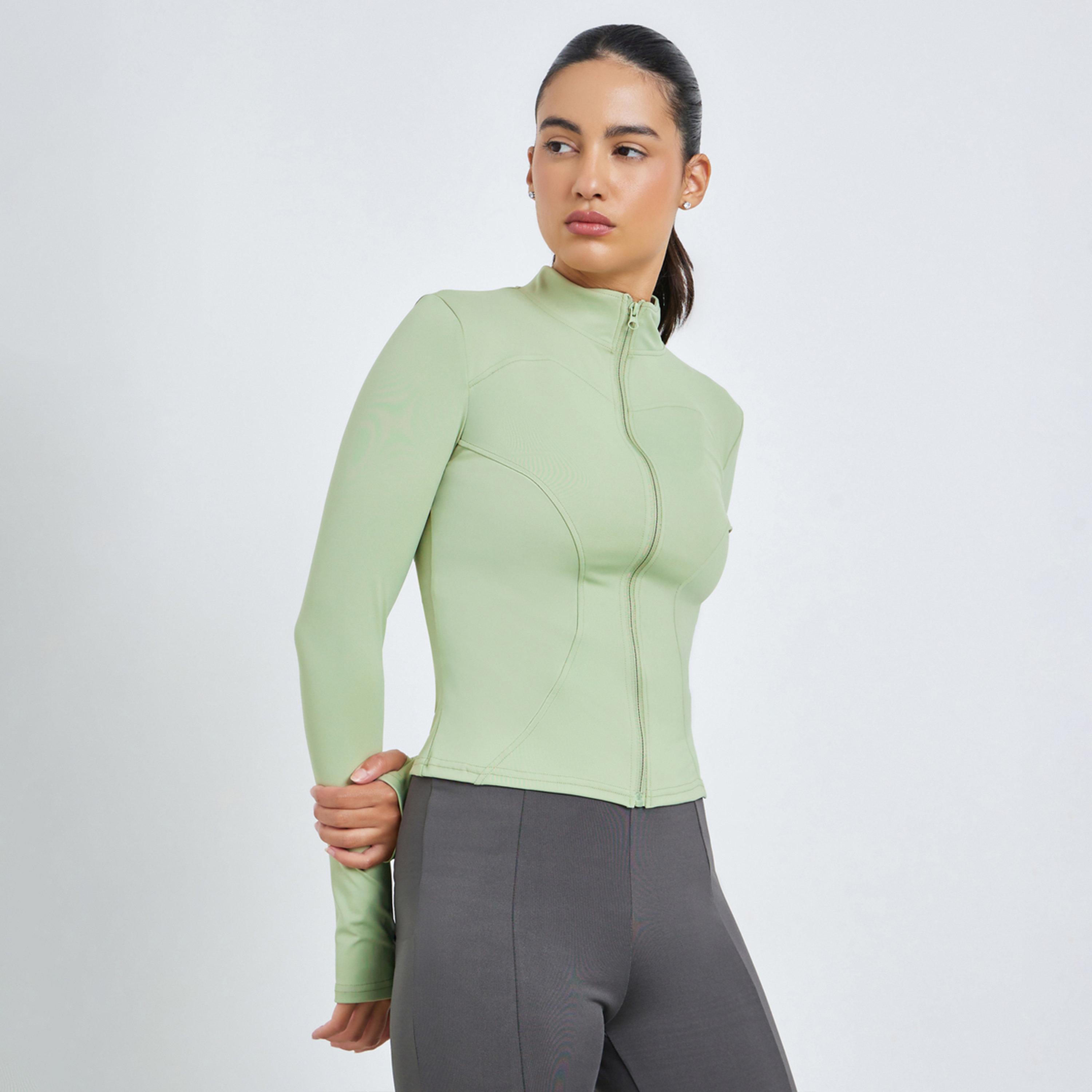 جاكيت بسحاب وتفاصيل درزات منحنية-women-clothing-sportswearandactivewear-coatsandjackets-jackets-image-1