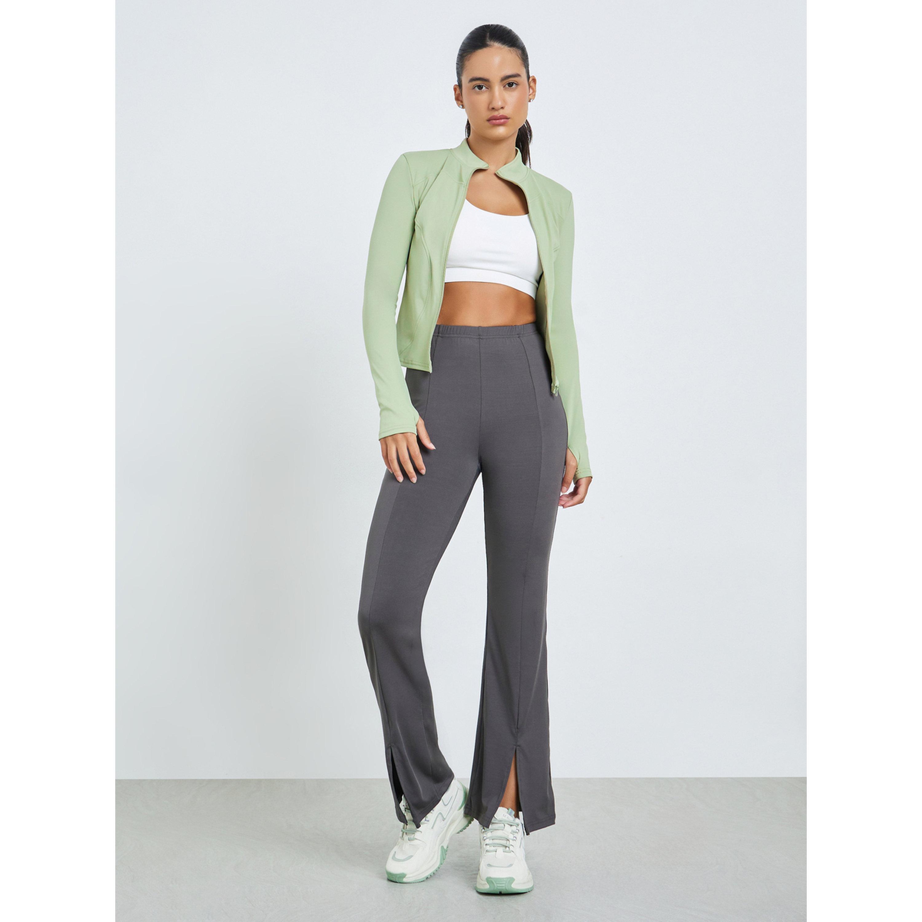 Styli Green Curved Seam Detail Zip Up Jacket-women-clothing-sportswearandactivewear-coatsandjackets-jackets-image-2