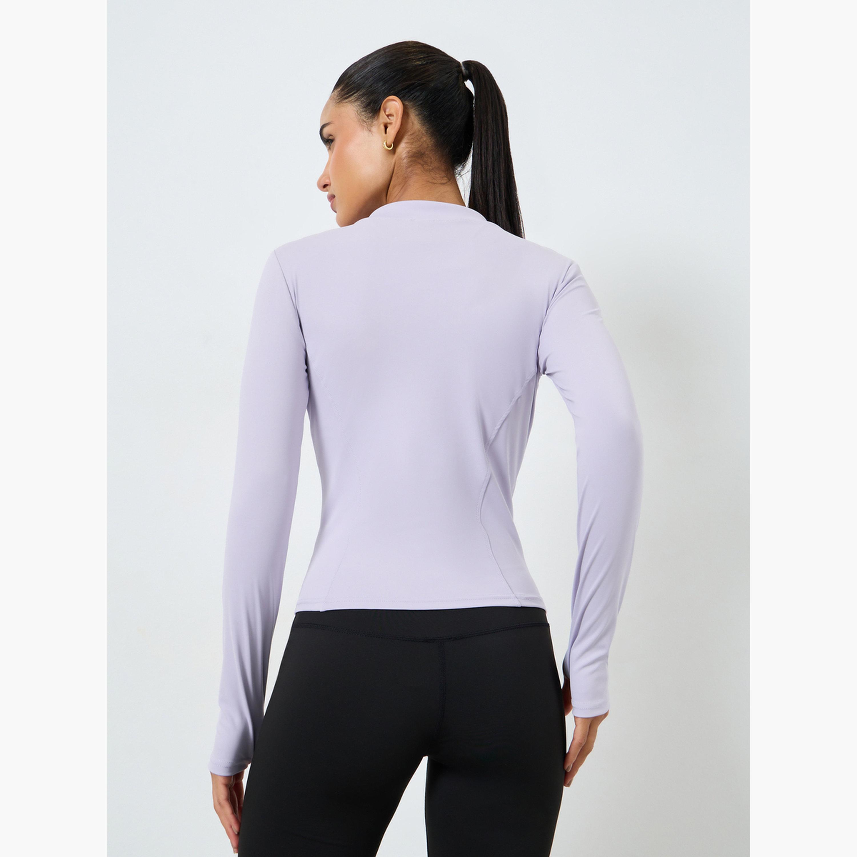 جاكيت بسحاب بتفاصيل درزة منحنية وفتحة إبهام-women-clothing-sportswearandactivewear-coatsandjackets-jackets-image-4