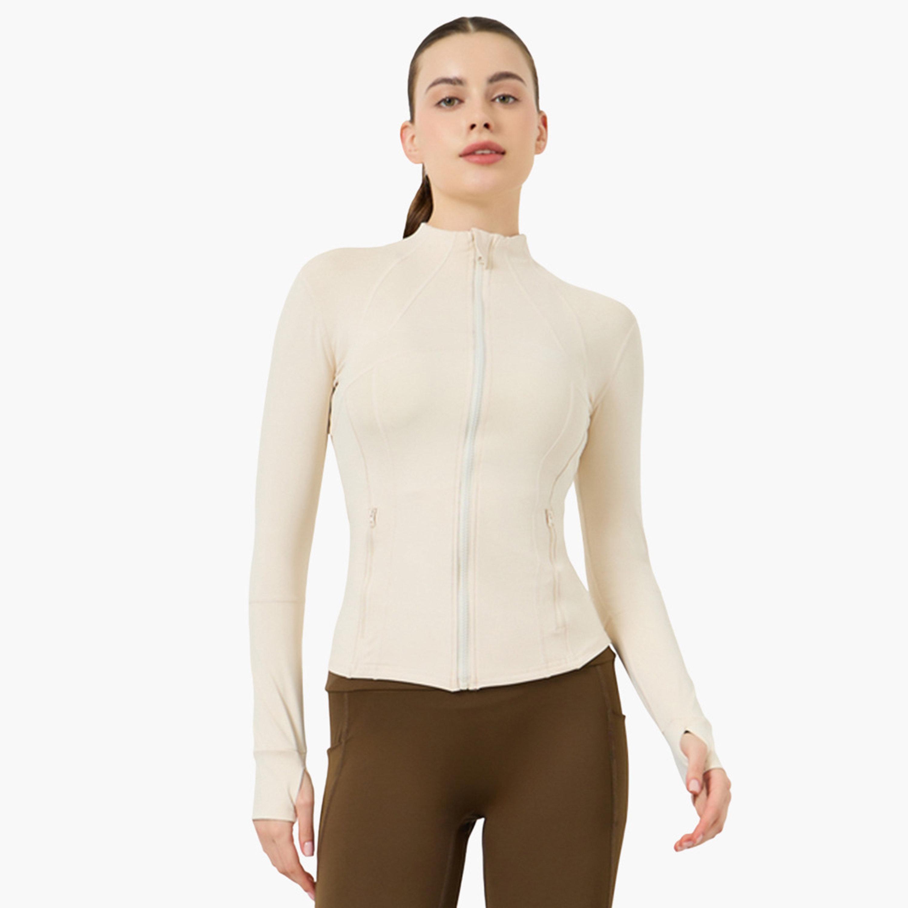 جاكيت نسائي بتصميم فتحة إبهام وتأثير خلفي-women-clothing-sportswearandactivewear-coatsandjackets-jackets-image-1