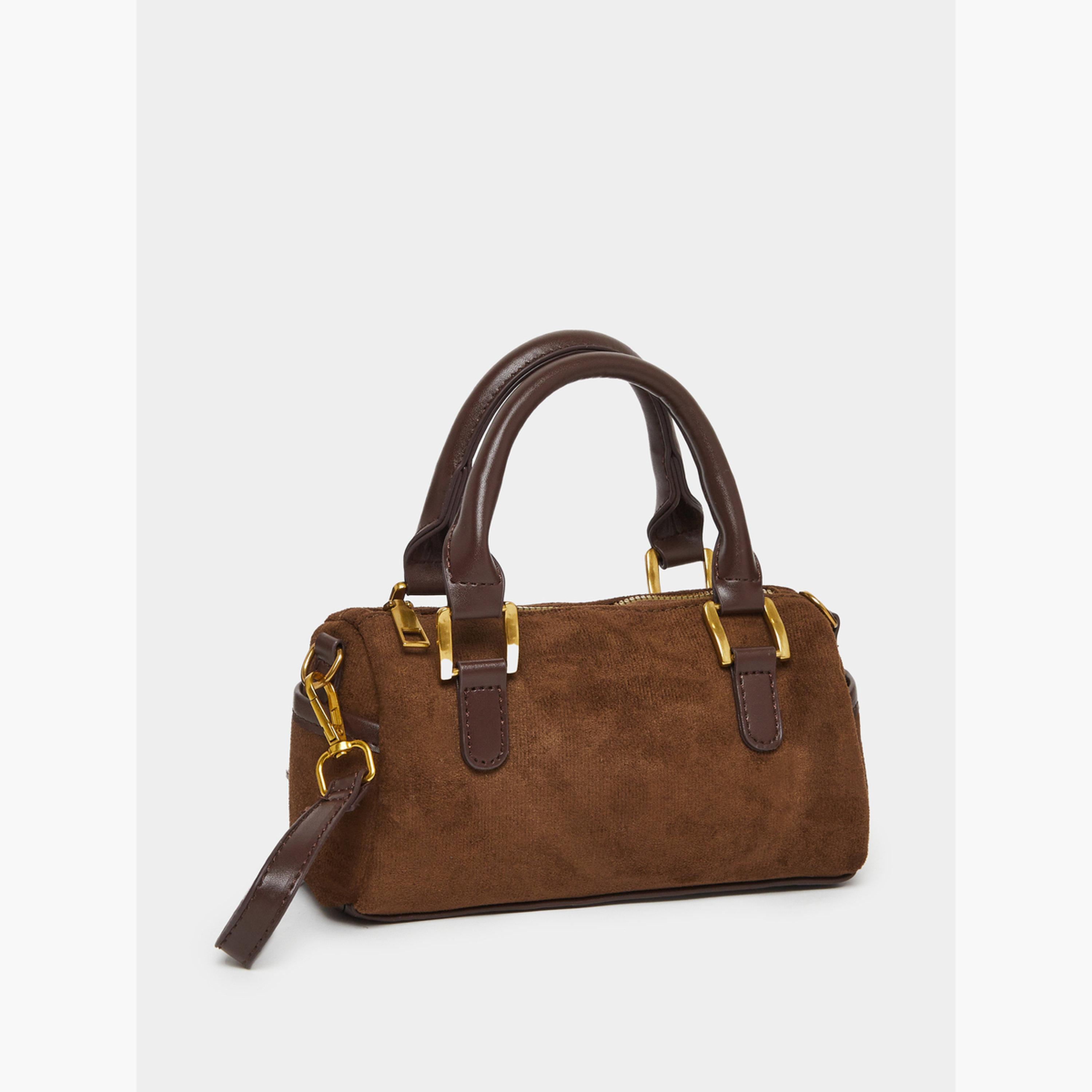 Styli Women Brown Suede Barrel Handbag-women-bagsandwallets-handbags-image-1
