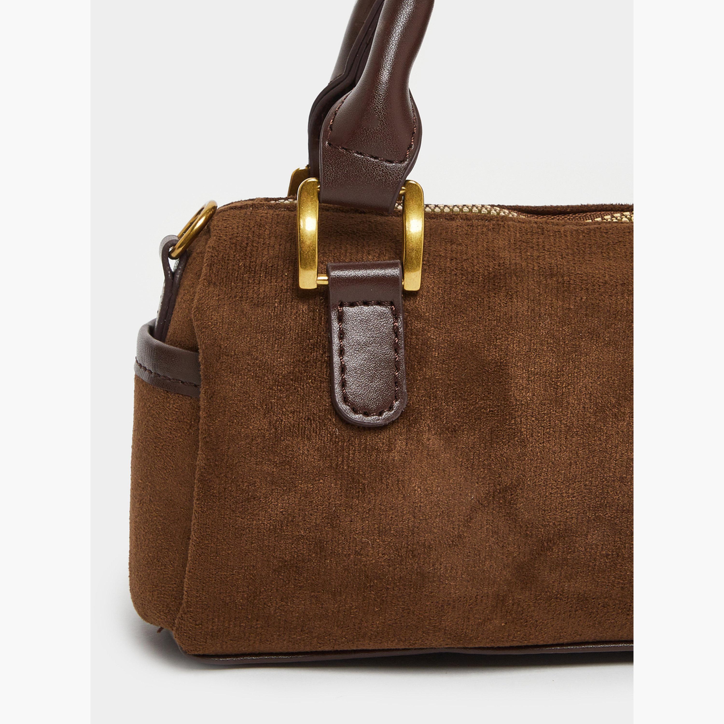 Styli Women Brown Suede Barrel Handbag-women-bagsandwallets-handbags-image-2