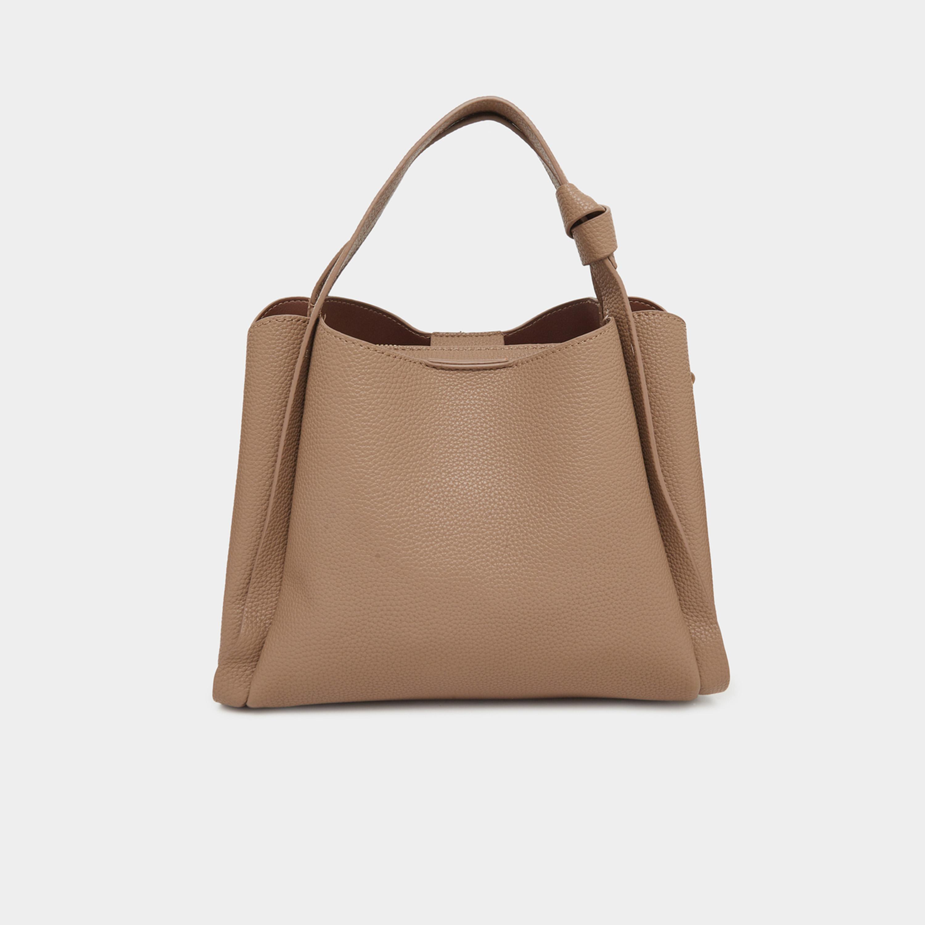 Styli Brown Textured Tote Bag-women-bagsandwallets-handbags-image-2