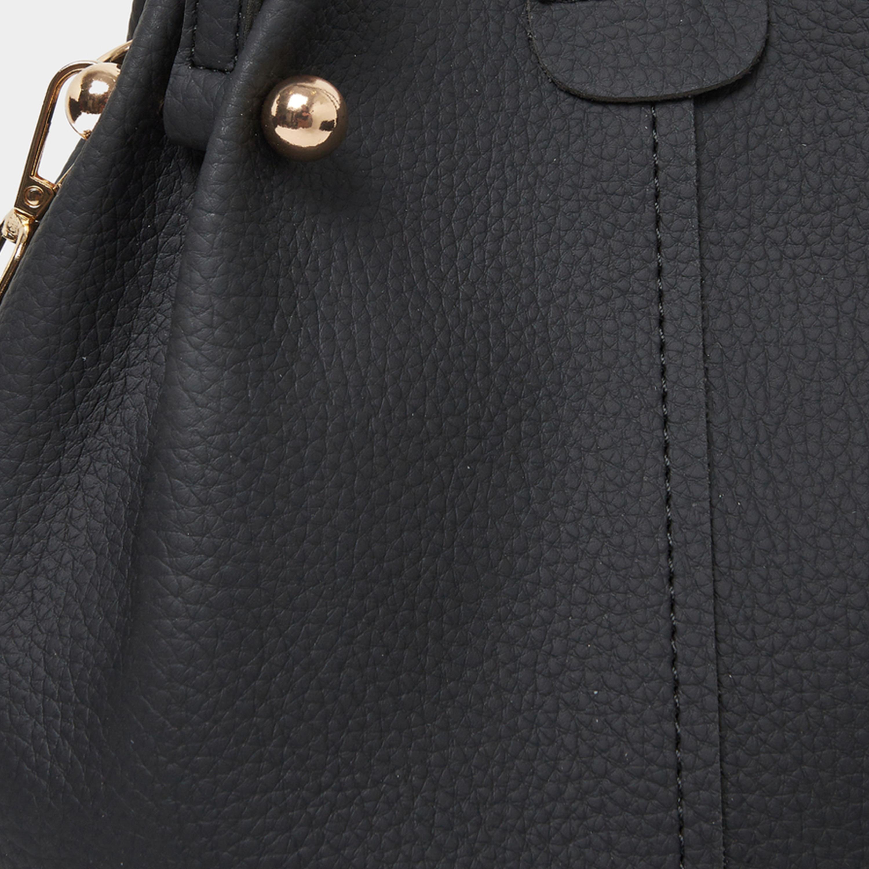 ستايلي - شنطة دلو من الجلد الصناعي الأسود مع حزام منسوج-women-bagsandwallets-handbags-image-4