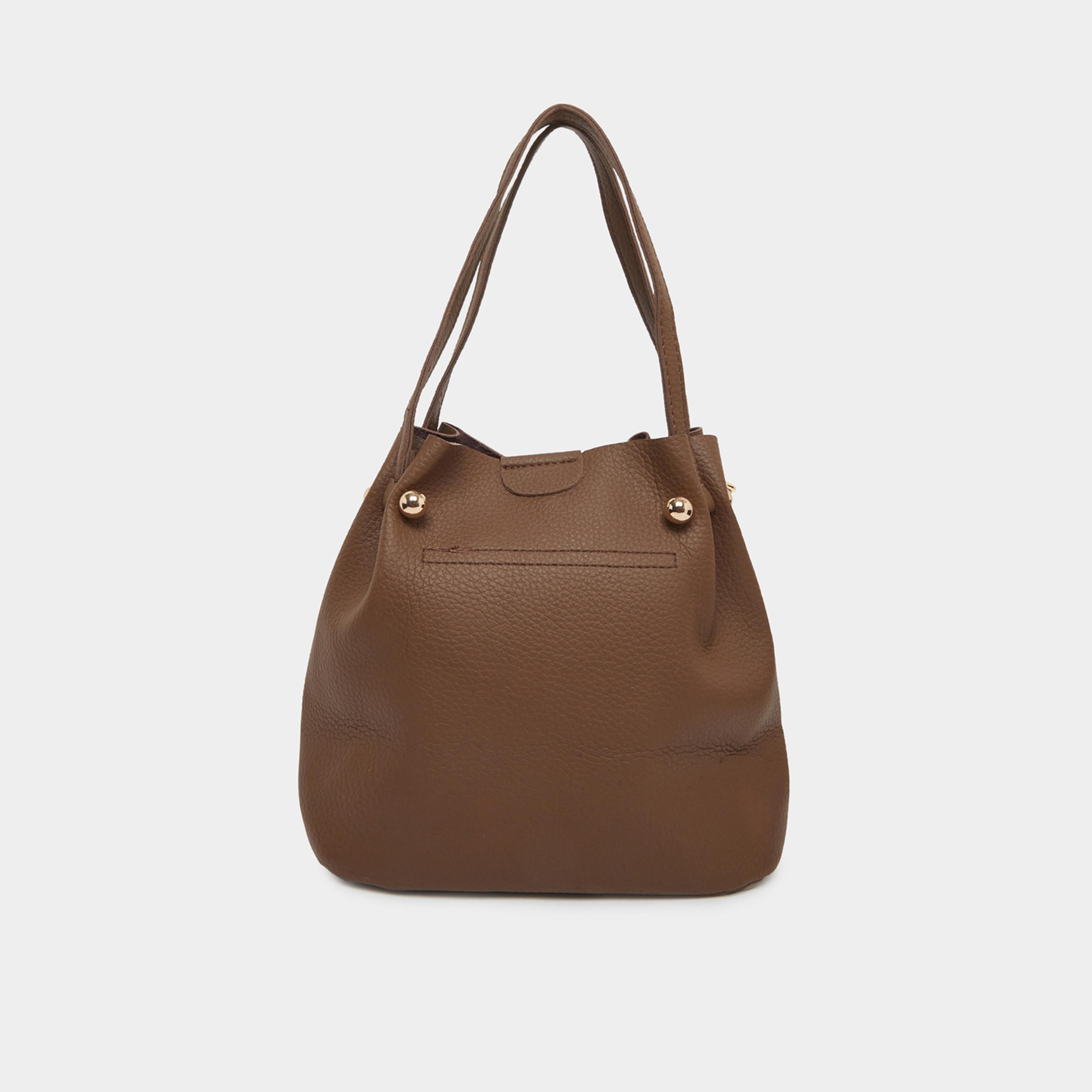 ستايلي - شنطة دلو جلدية لون بنية-women-bagsandwallets-handbags-image-2