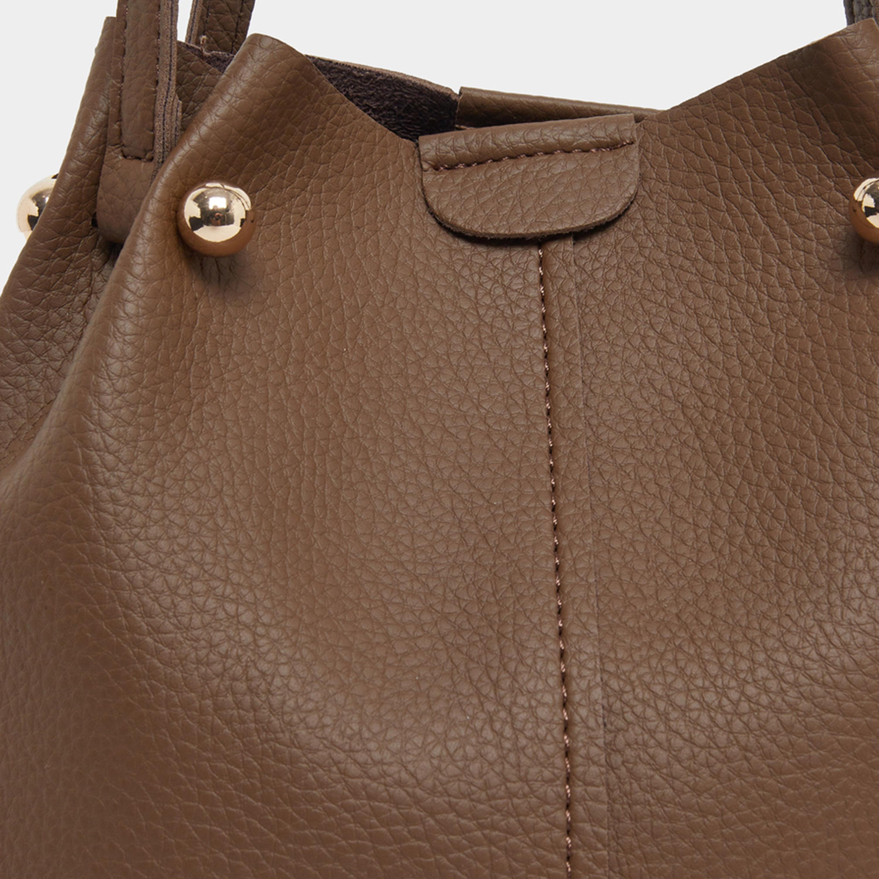 ستايلي - شنطة دلو جلدية لون بنية-women-bagsandwallets-handbags-image-4