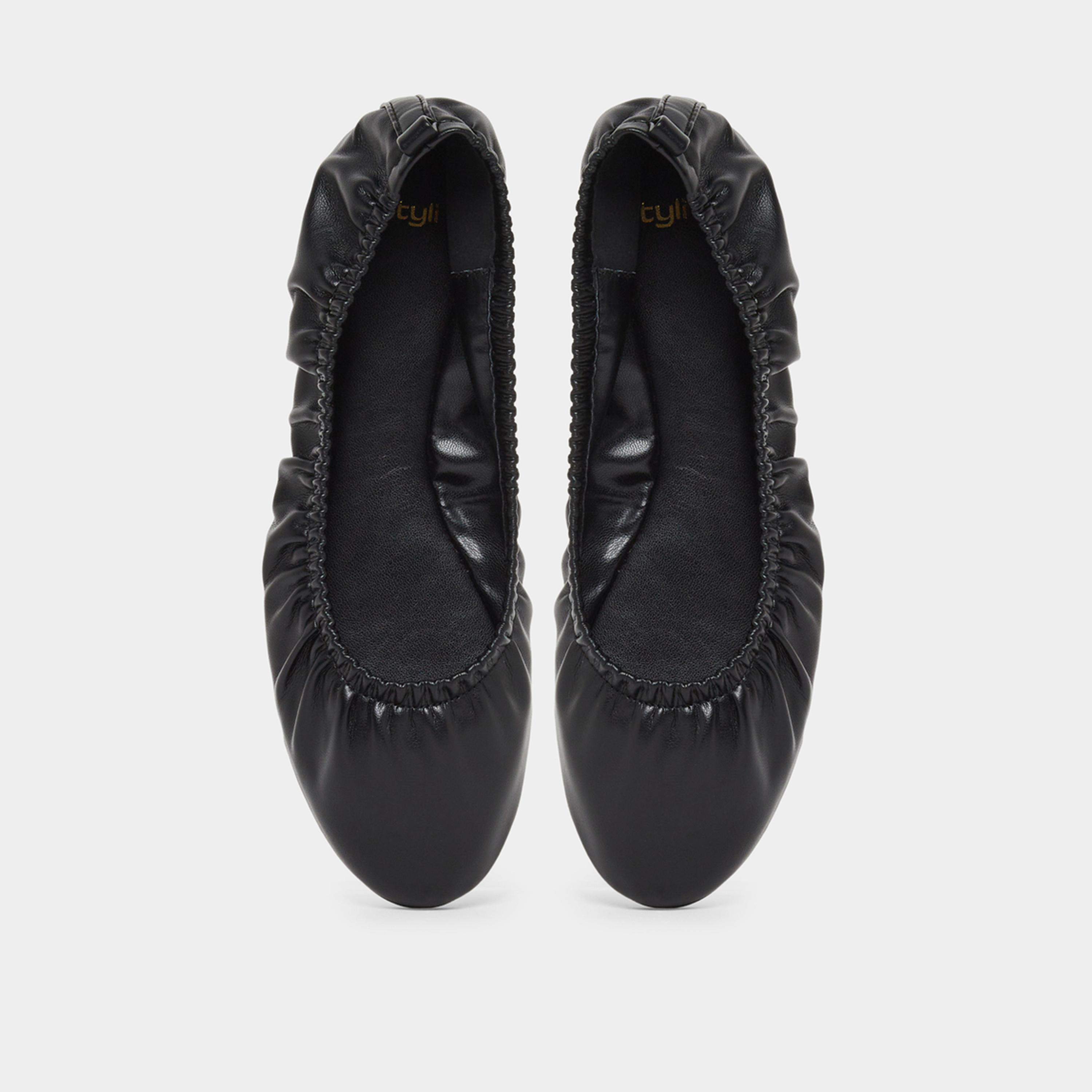 Styli Women Black Elasticated Ballet Flats-women-shoes-ballerinas-image-6