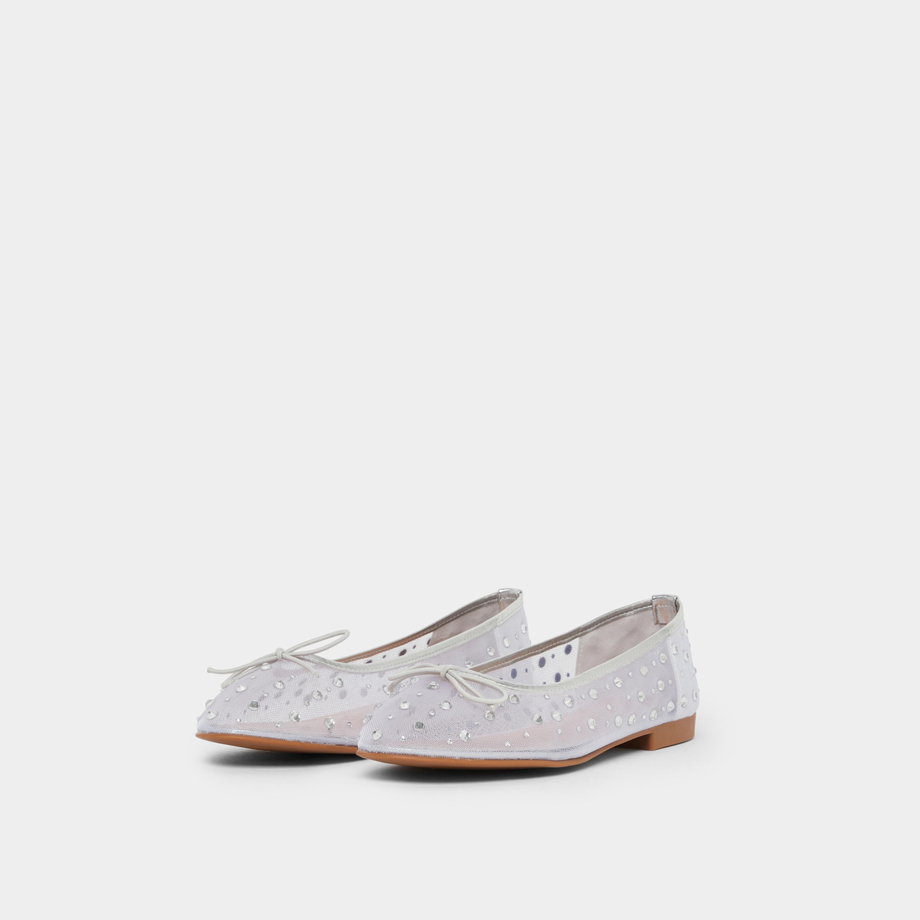 Styli Women Silver Embellished Mesh Ballerina-women-shoes-ballerinas-image-1