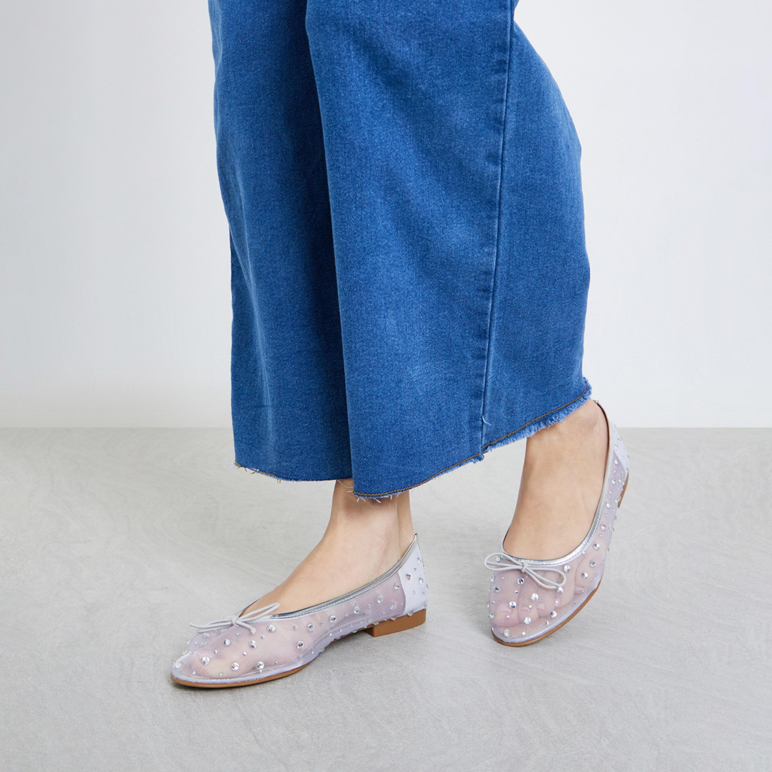 Styli Women Silver Embellished Mesh Ballerina-women-shoes-ballerinas-image-2