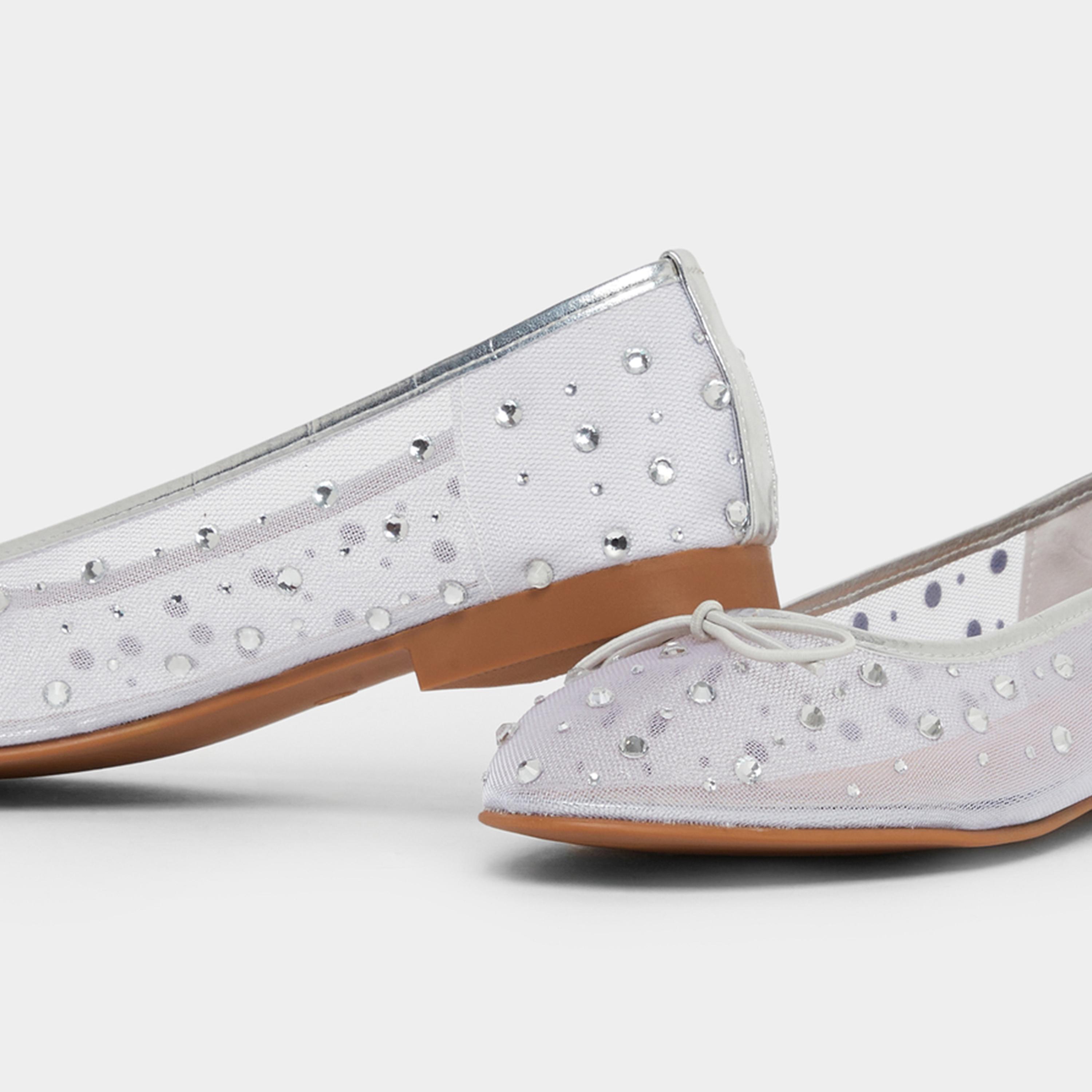 Styli Women Silver Embellished Mesh Ballerina-women-shoes-ballerinas-image-4