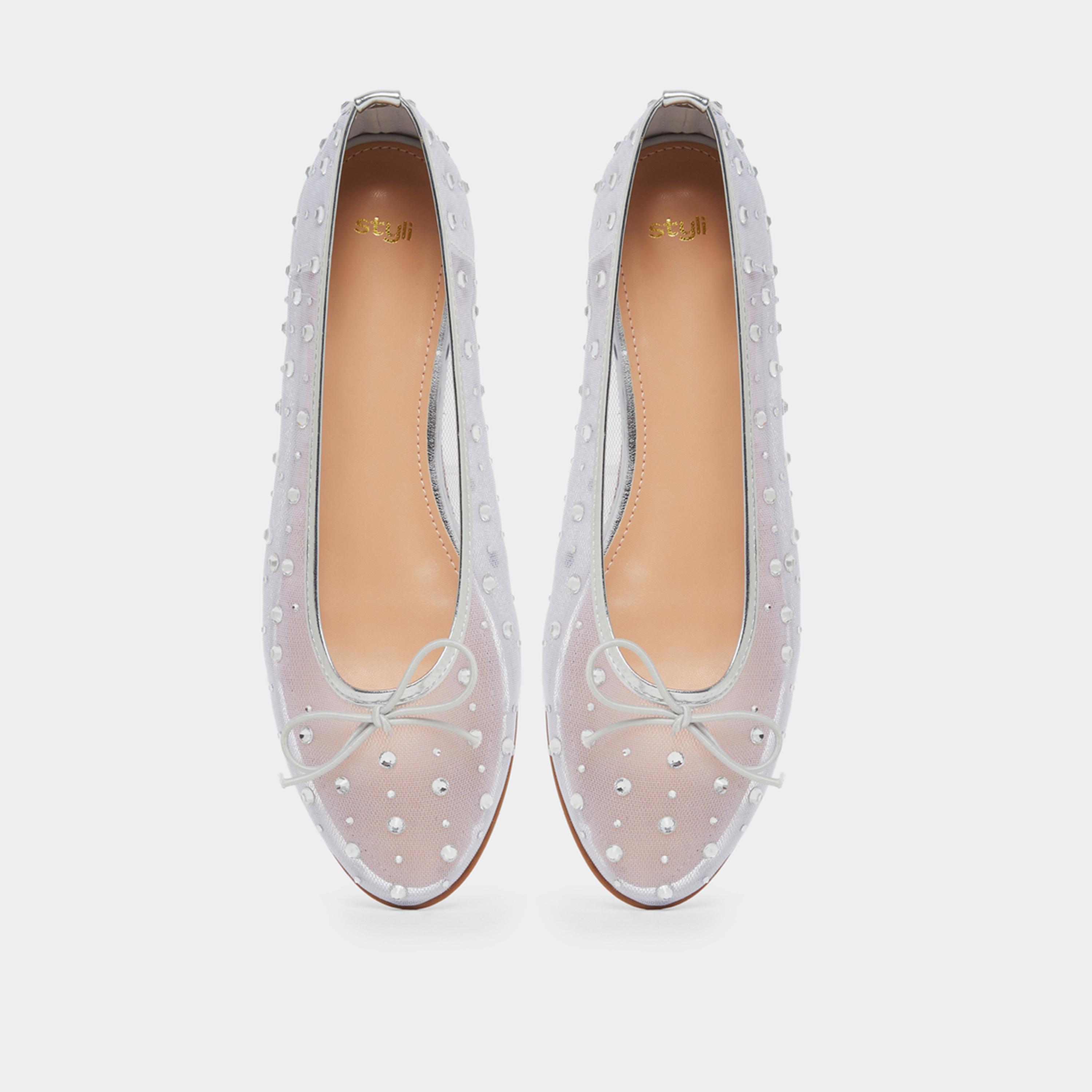 Styli Women Silver Embellished Mesh Ballerina-women-shoes-ballerinas-image-6