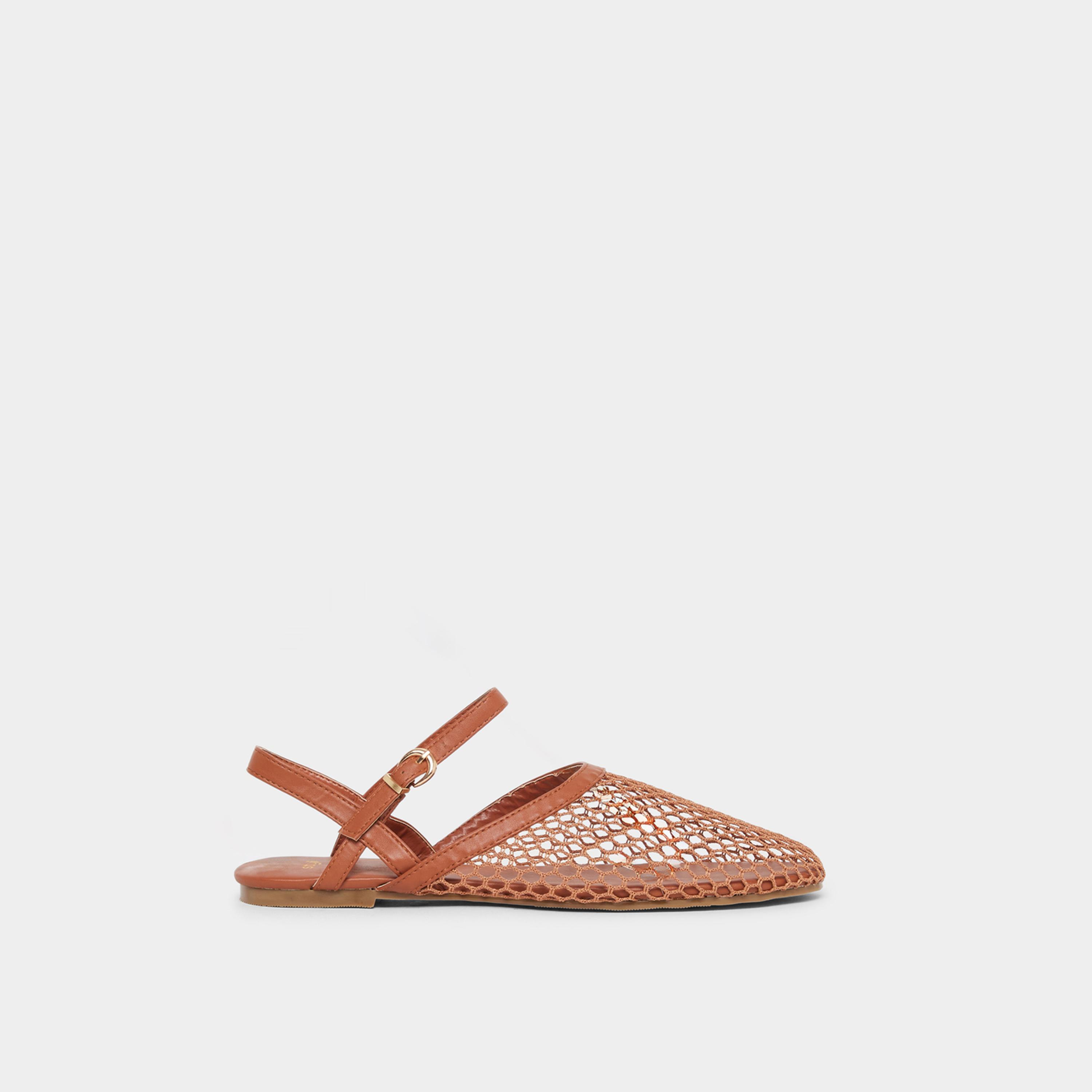 Styli Women Brown Mesh Netting Ankle Strap Sandals-women-shoes-sandals-flats-image-3