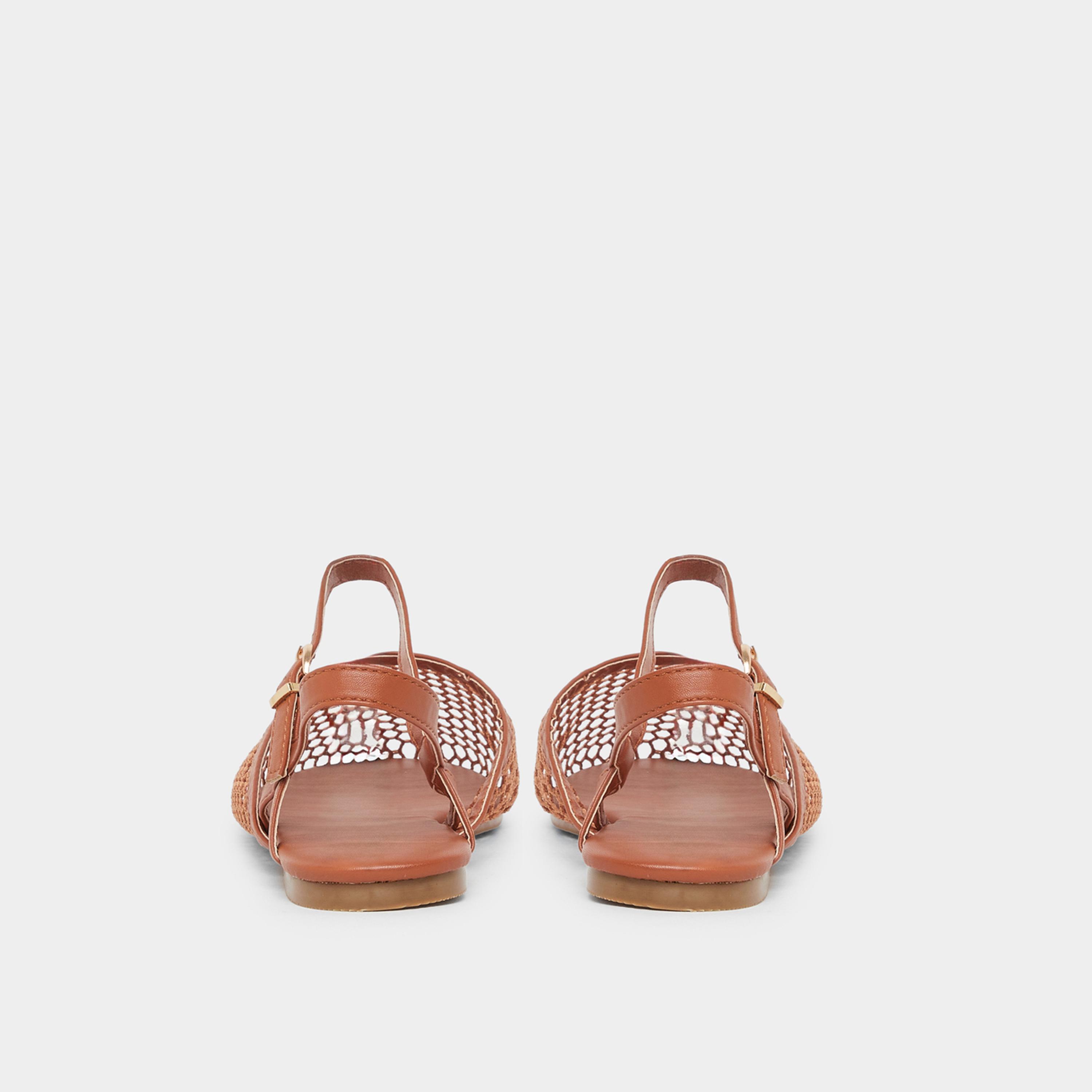 Styli Women Brown Mesh Netting Ankle Strap Sandals-women-shoes-sandals-flats-image-5