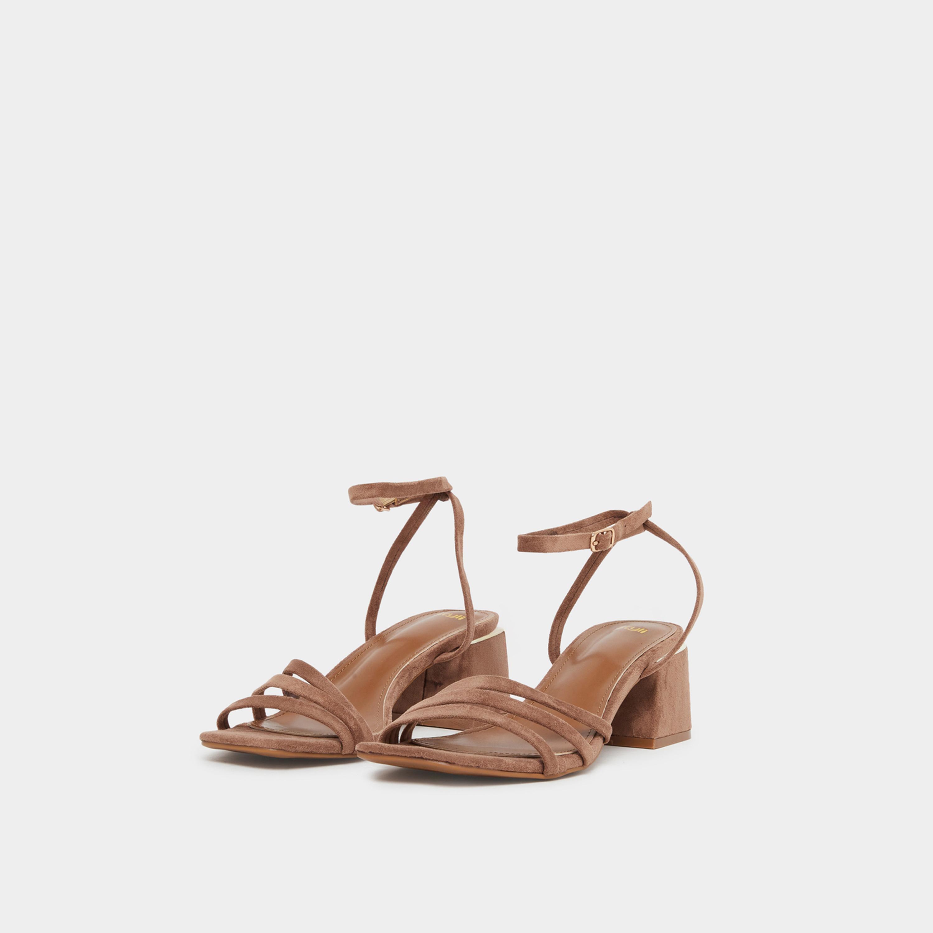 Styli Women Brown Strappy Block Heel Sandals-women-shoes-sandals-heeled-image-1