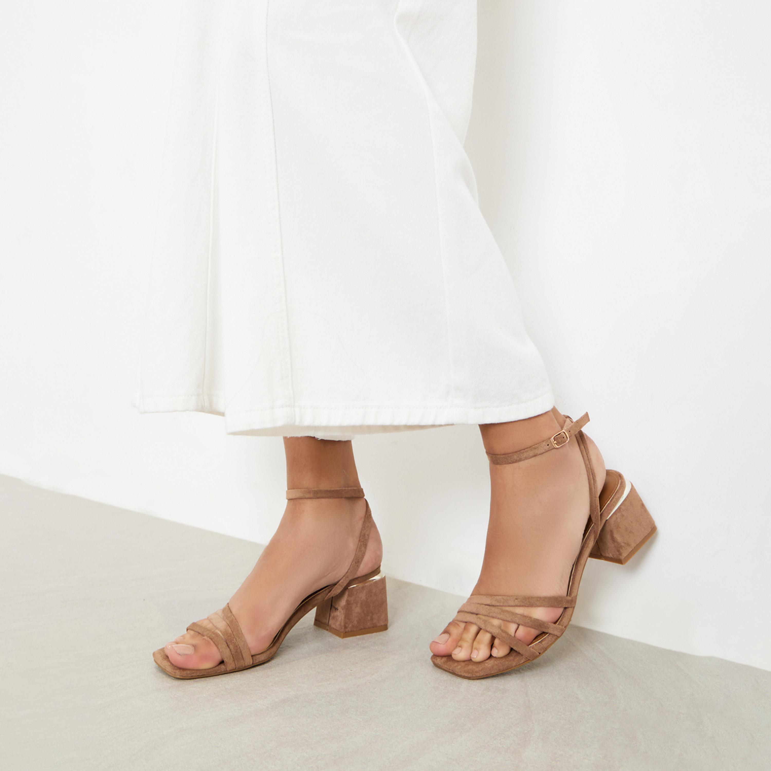 Styli Women Brown Strappy Block Heel Sandals-women-shoes-sandals-heeled-image-2