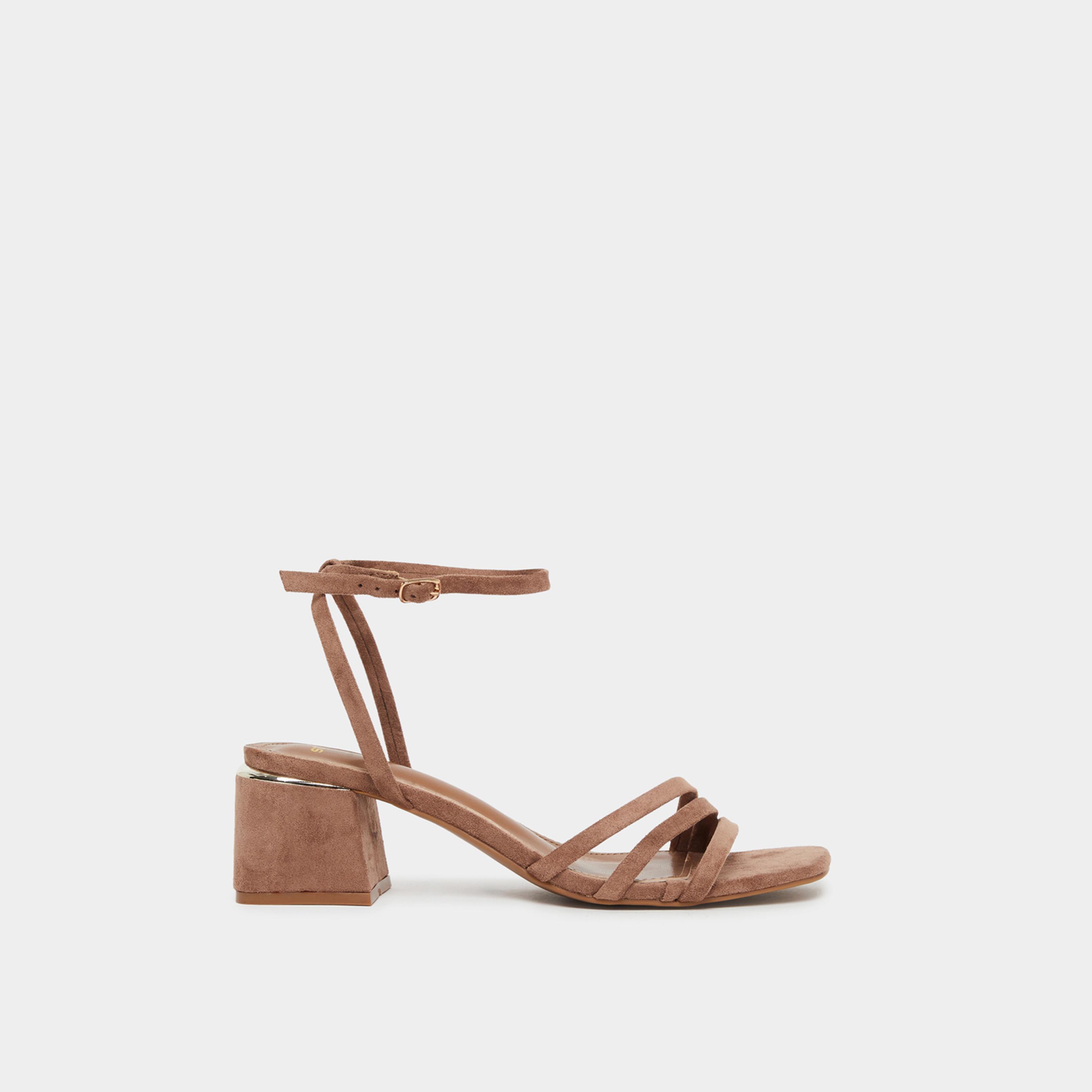 Styli Women Brown Strappy Block Heel Sandals-women-shoes-sandals-heeled-image-3
