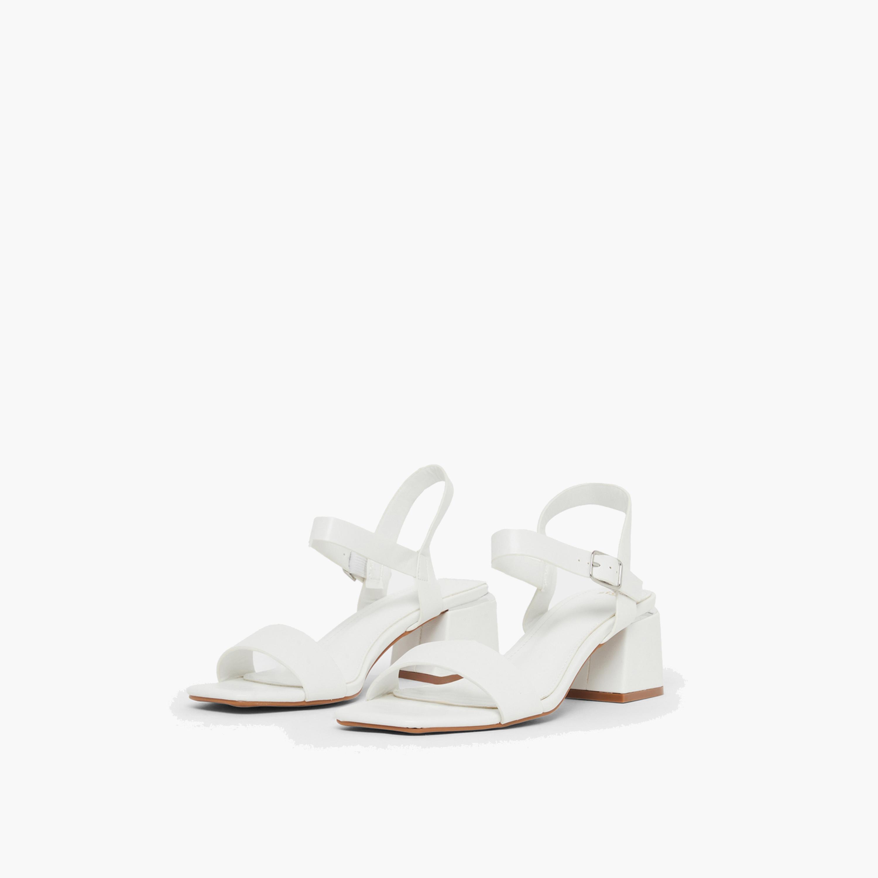 Styli Women White Ankle Strap Block Heel Sandals-women-shoes-sandals-heeled-image-1