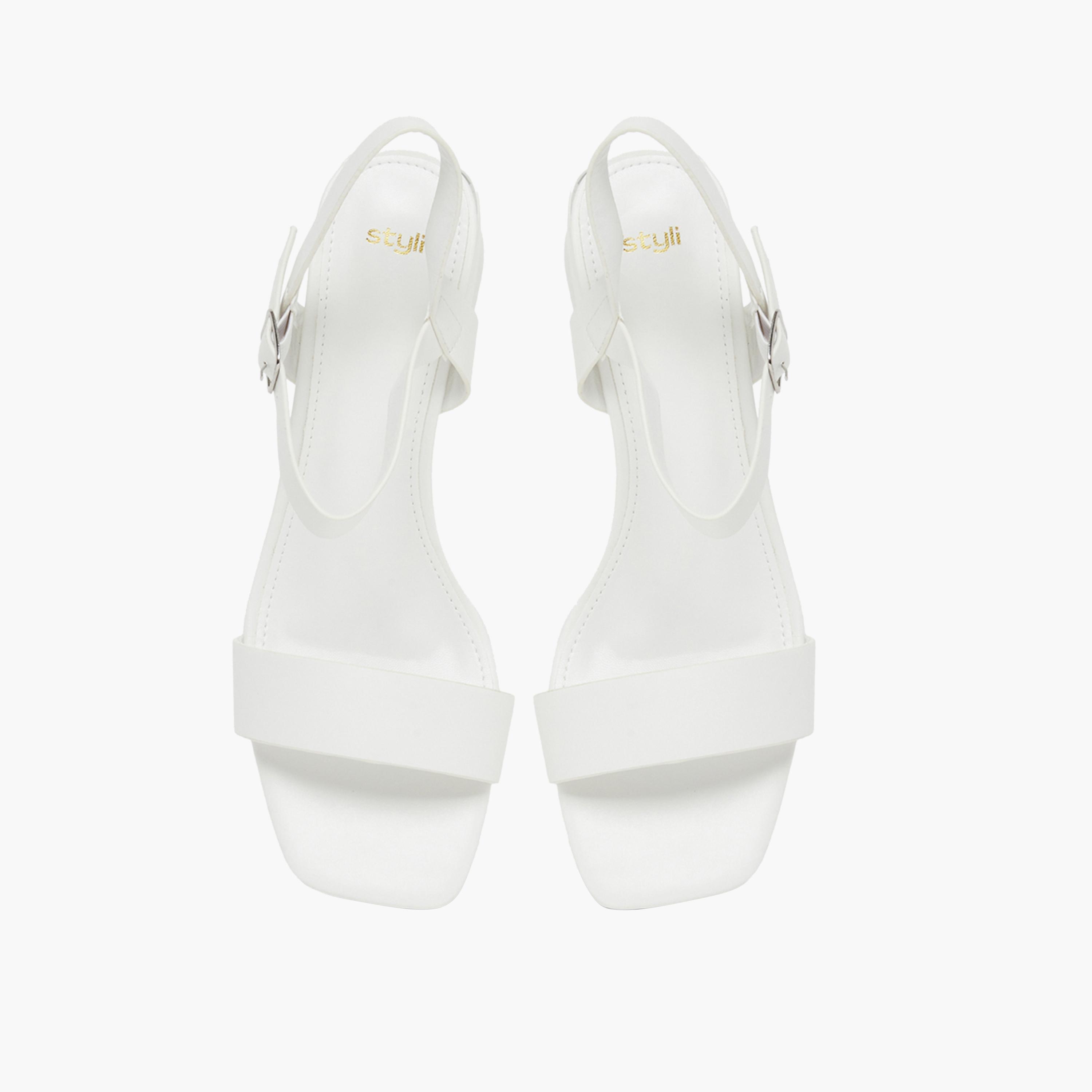 Styli Women White Ankle Strap Block Heel Sandals-women-shoes-sandals-heeled-image-6