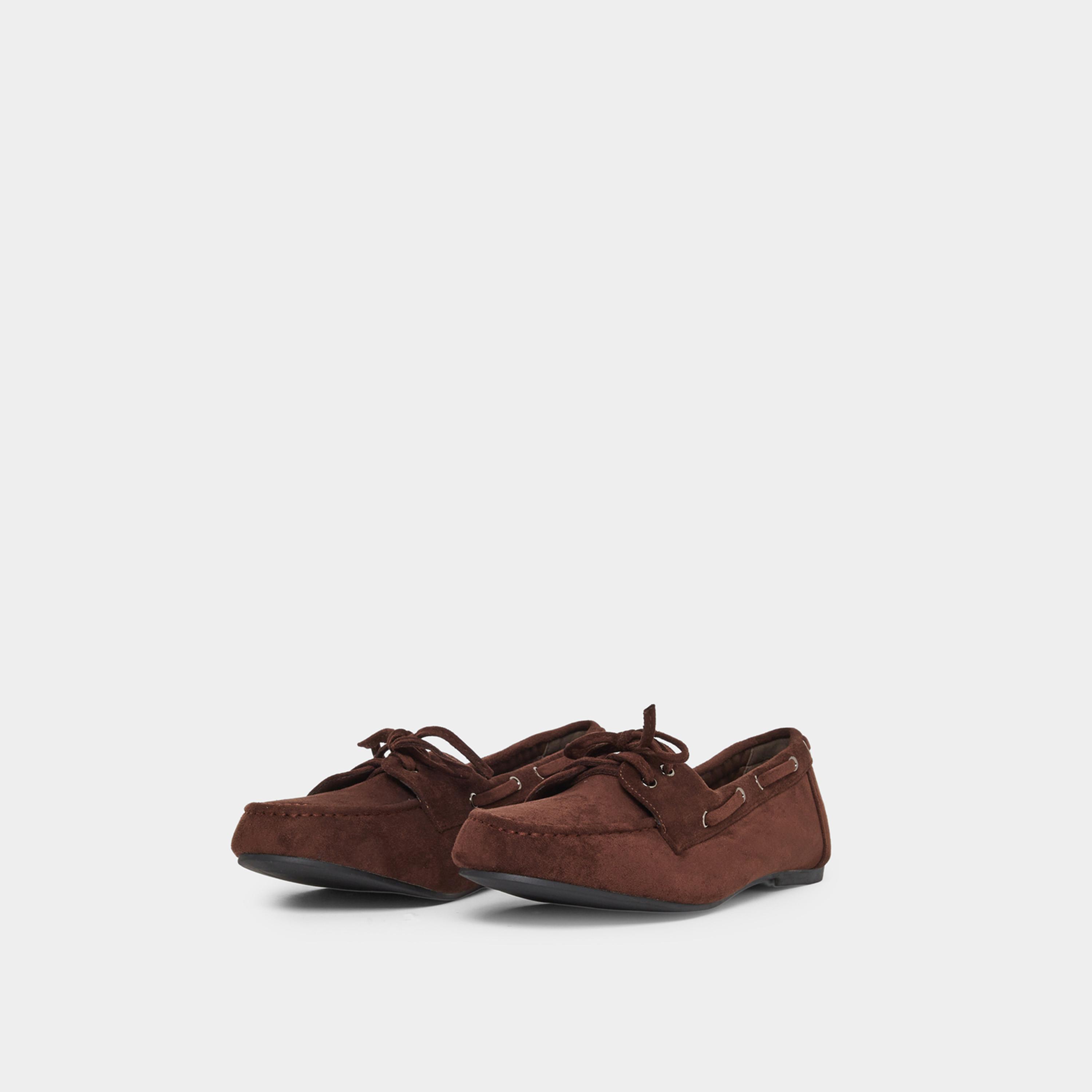 Styli Women Brown Suede Look Boat Shoes-women-shoes-flats-loafers-image-1