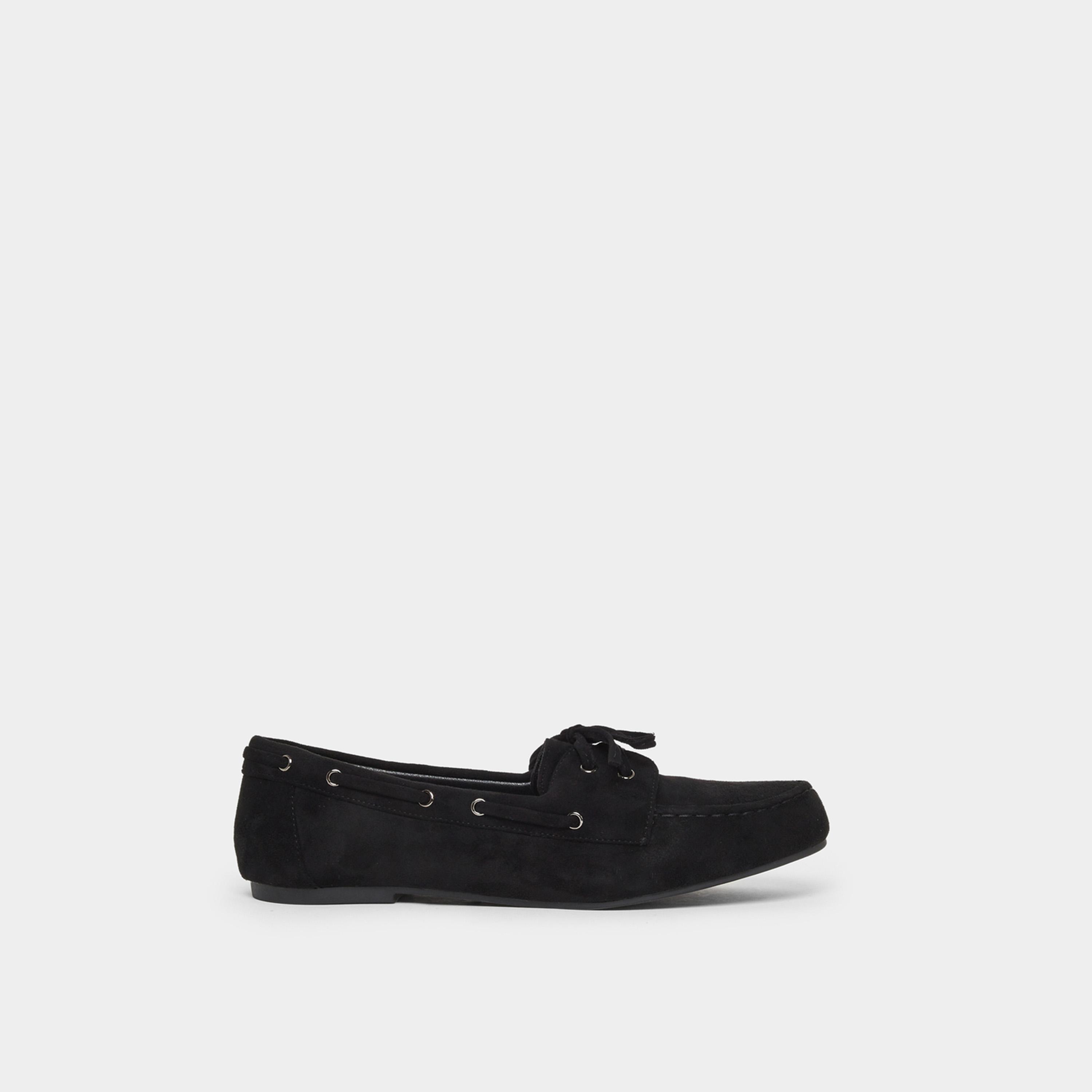 ستايلي - حذاء بمظهر جلد السويد أسود للنساء-women-shoes-flats-loafers-image-3