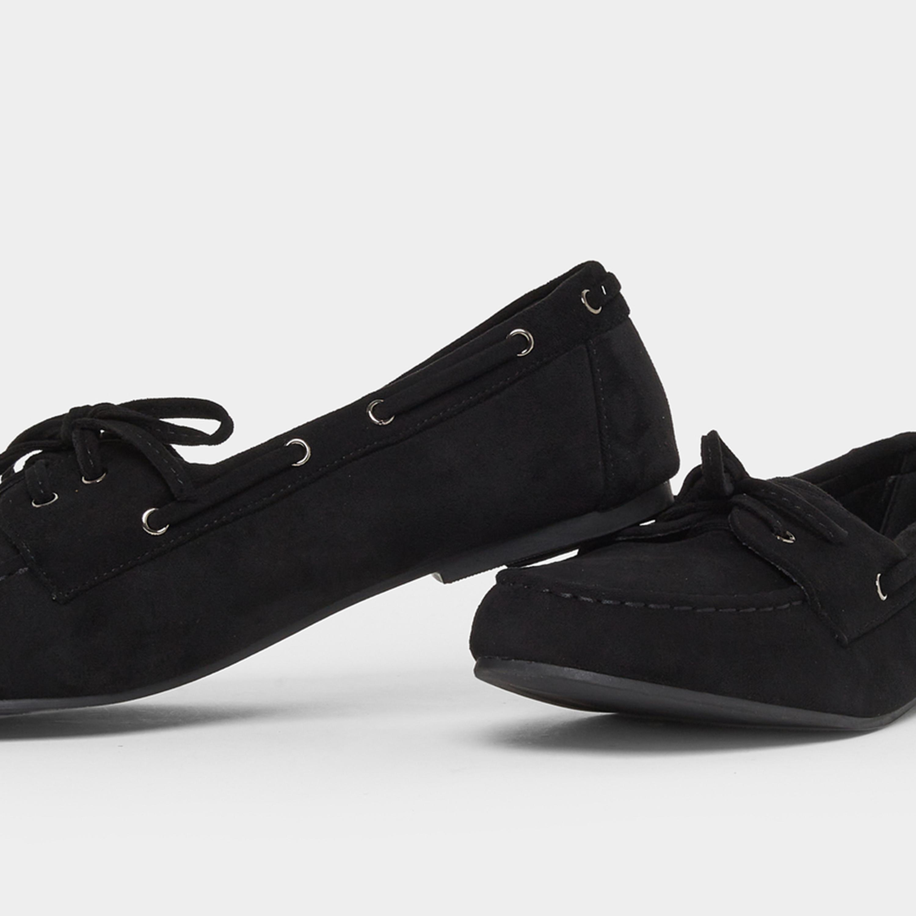 ستايلي - حذاء بمظهر جلد السويد أسود للنساء-women-shoes-flats-loafers-image-4