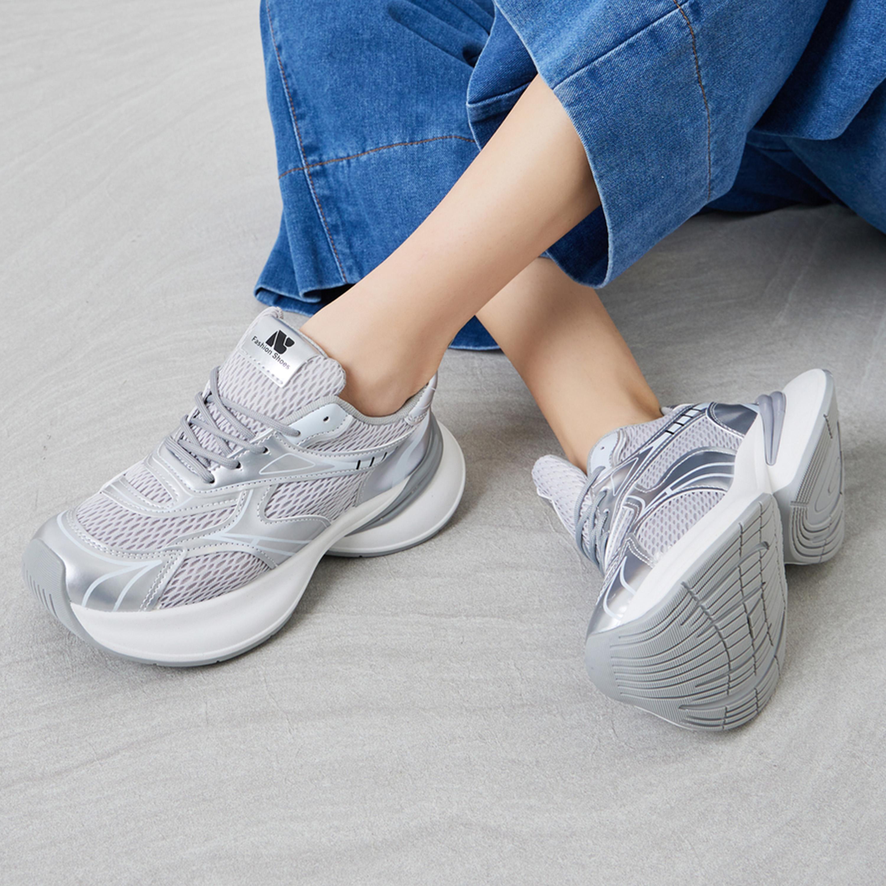 Styli Silver Metallic Panel Sporty Sneakers-women-shoes-sneakers-image-2