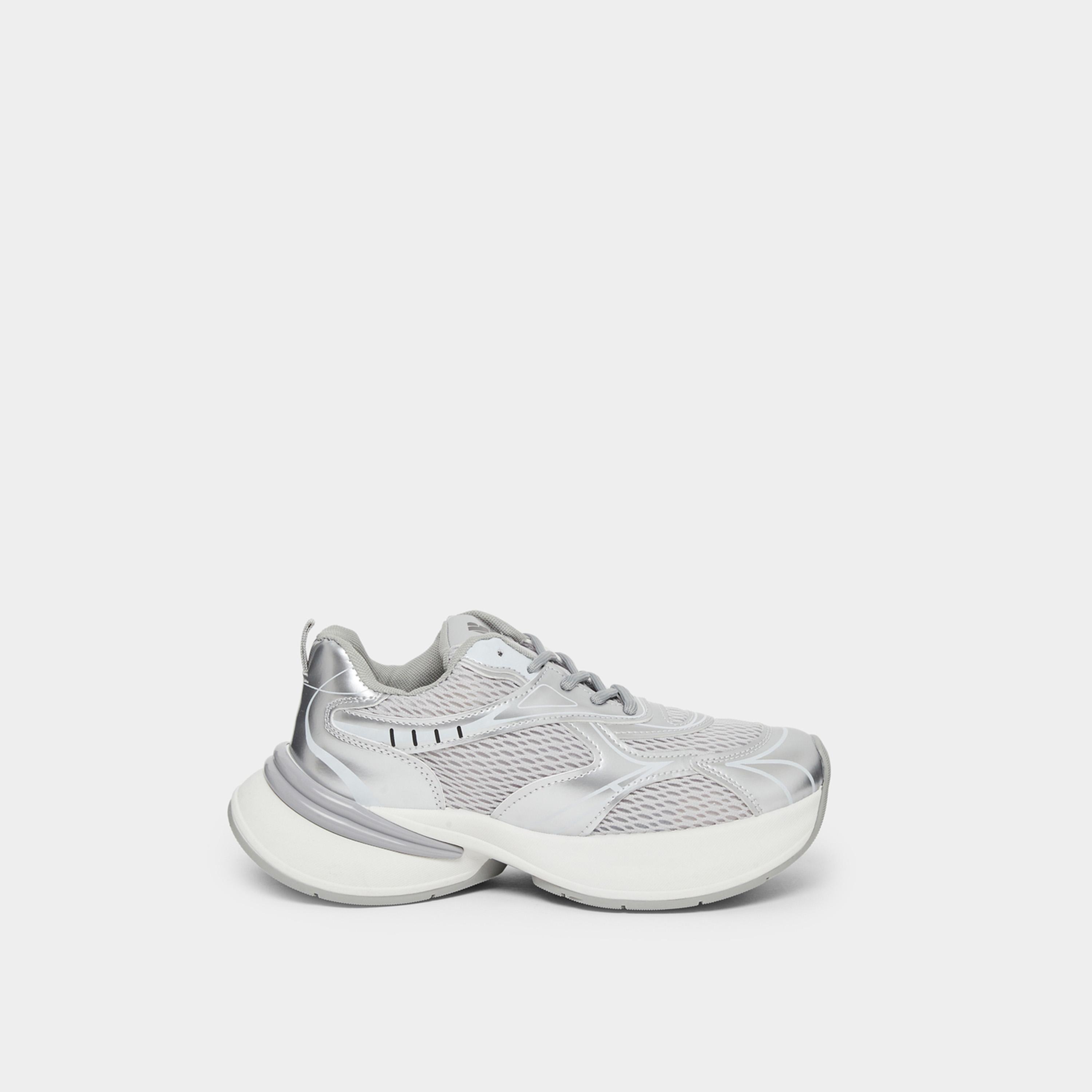 Styli Silver Metallic Panel Sporty Sneakers-women-shoes-sneakers-image-3